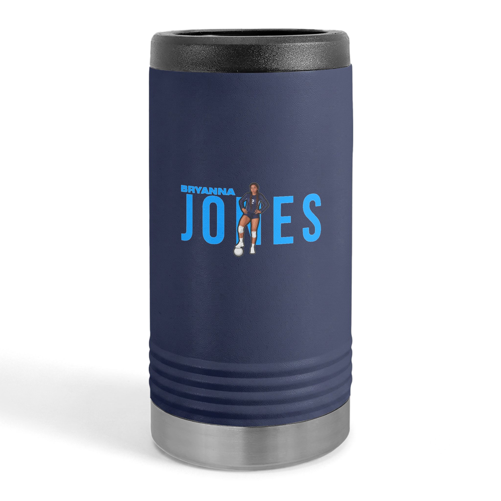 Slim Stainless Can Cooler — character_player_name in Navy