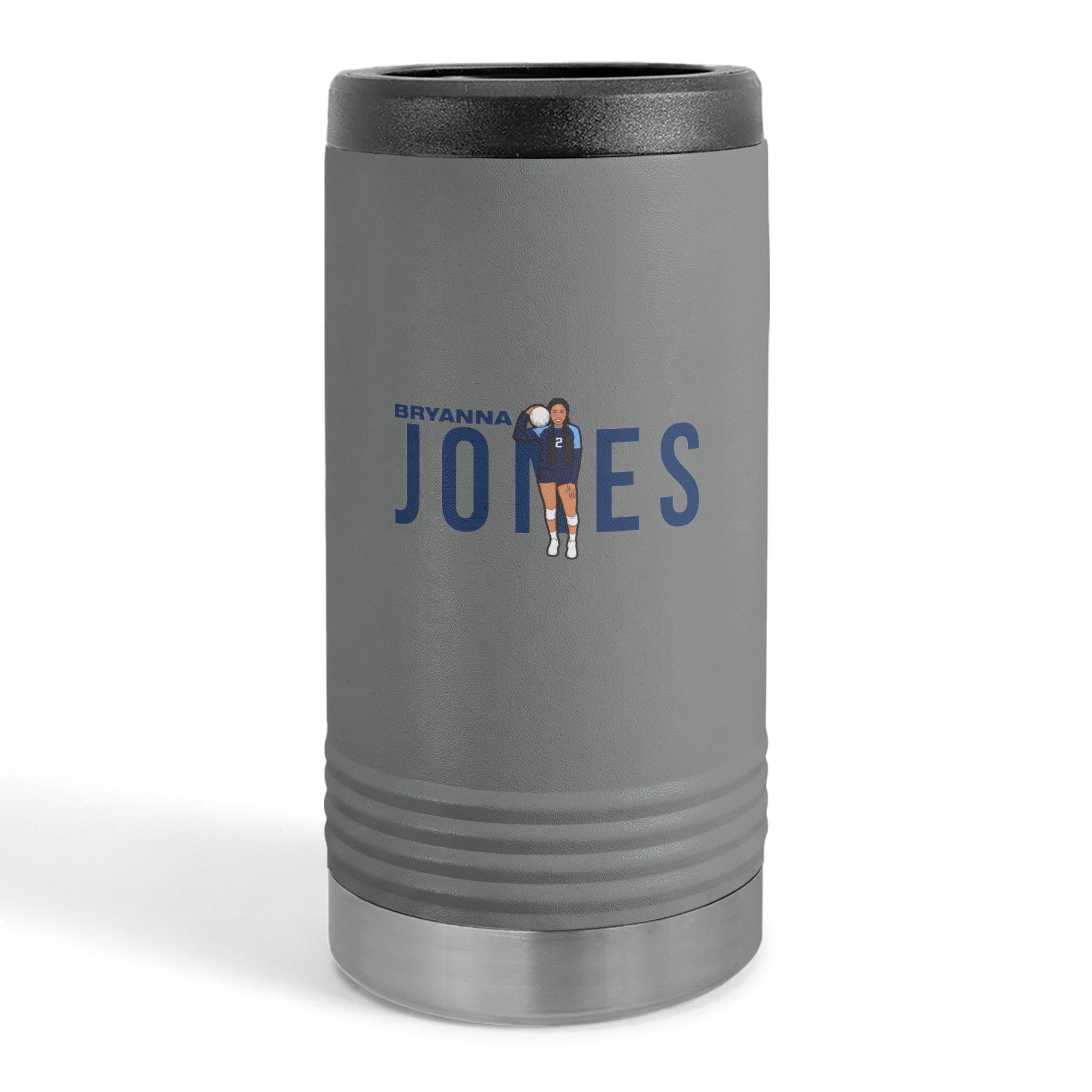 Slim Stainless Can Cooler — character_player_name in Grey