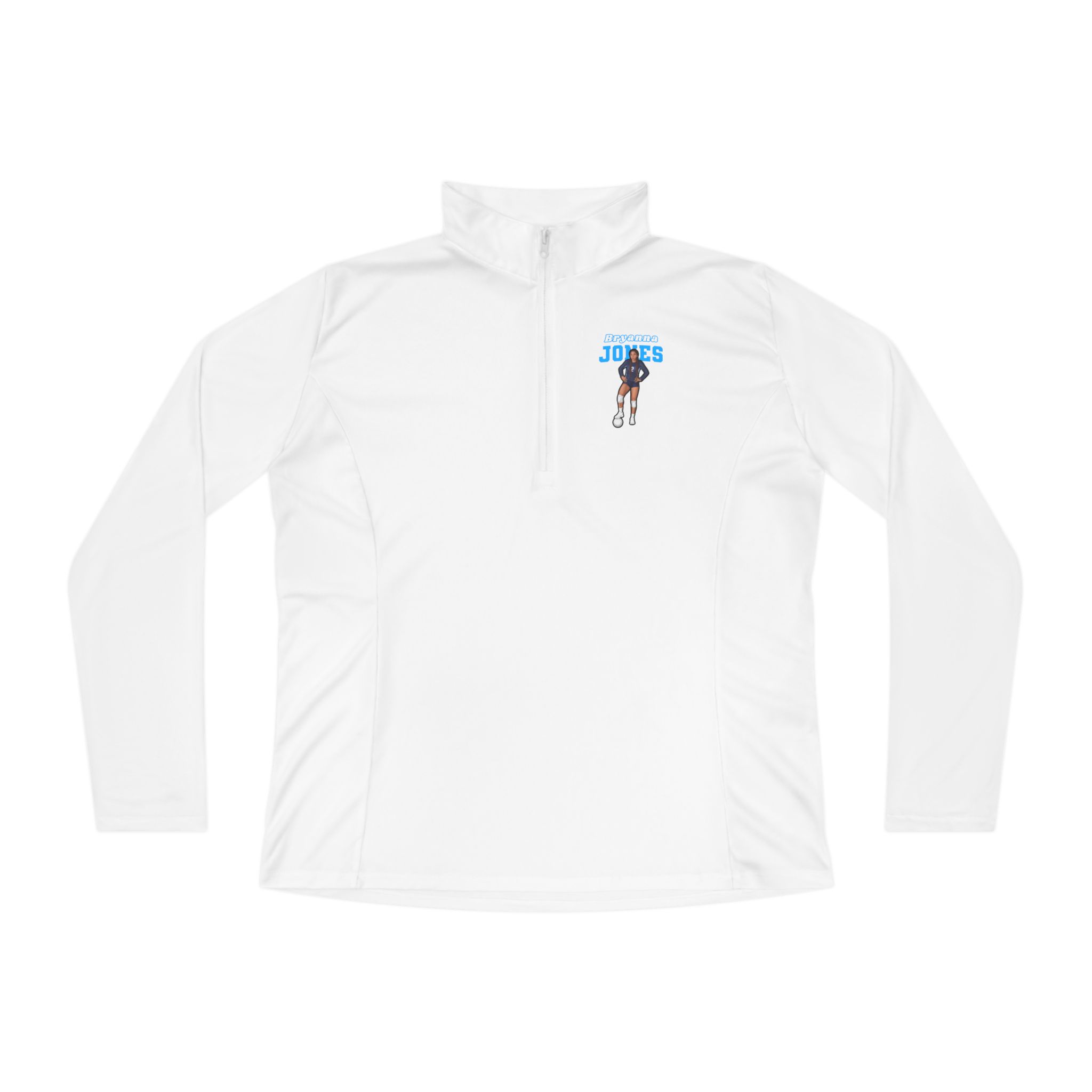 Women's Q-Zip Pullover — character_name_arch in White