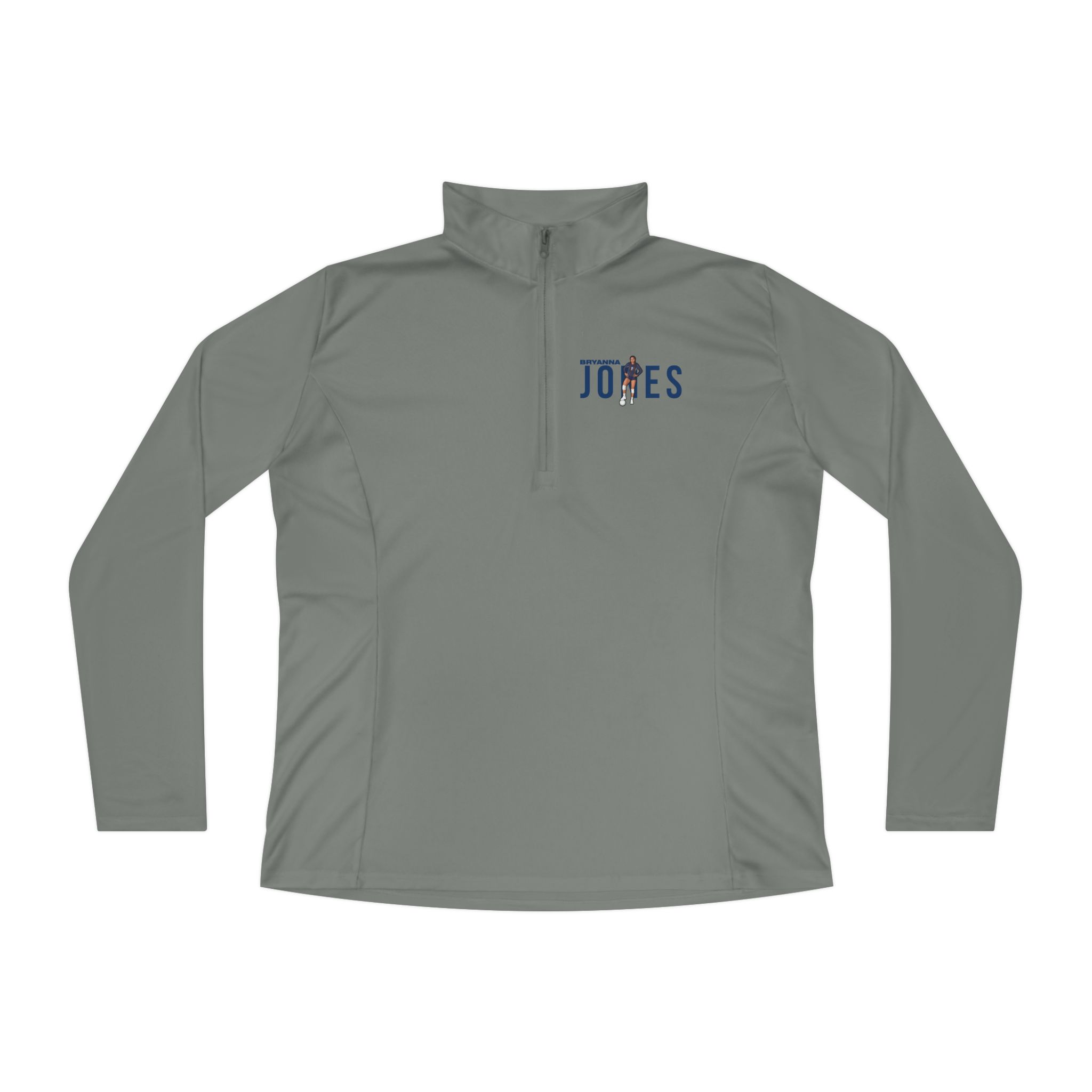 Women's Q-Zip Pullover — character_player_name in Grey