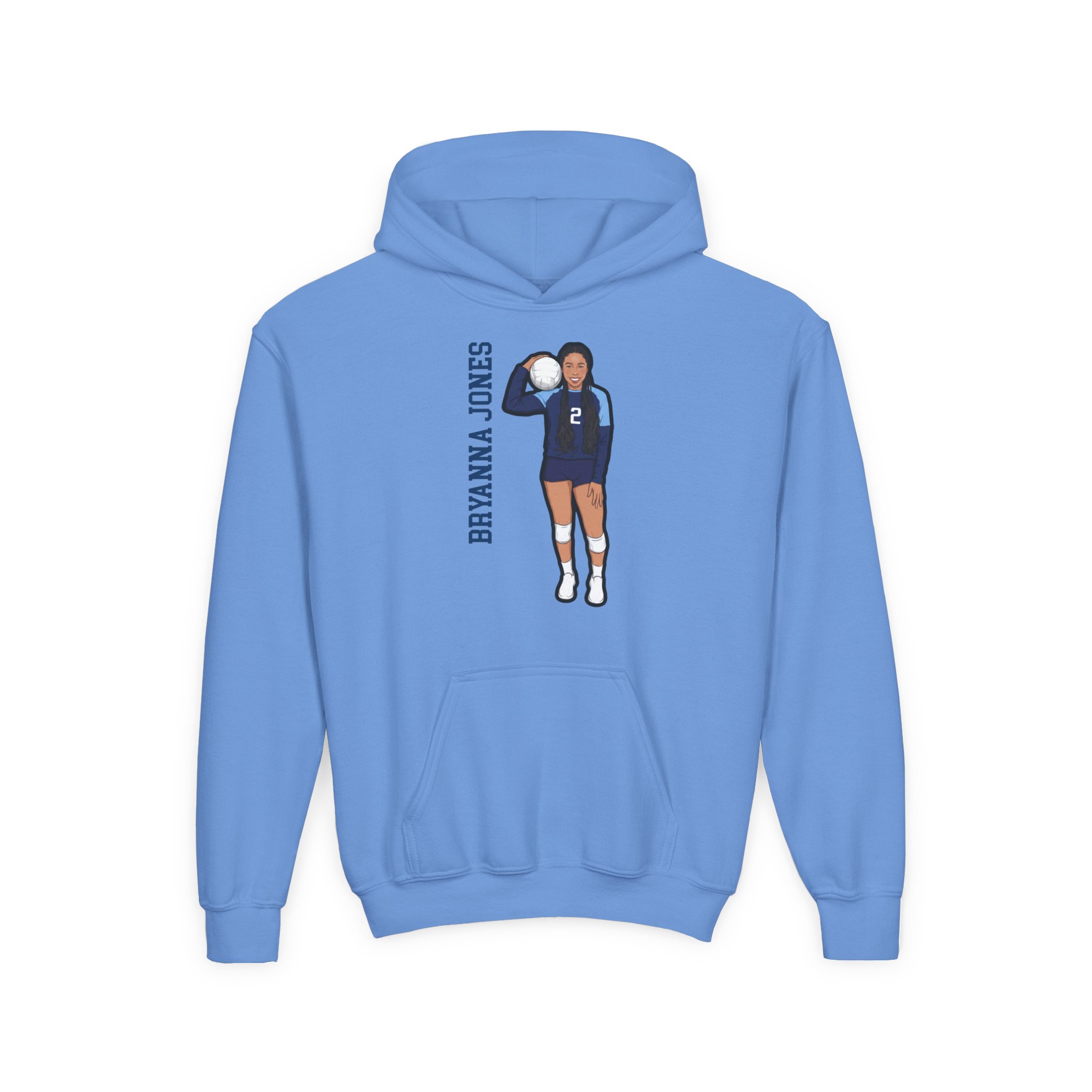 Youth Hoodie — character_name_vertical in Blue