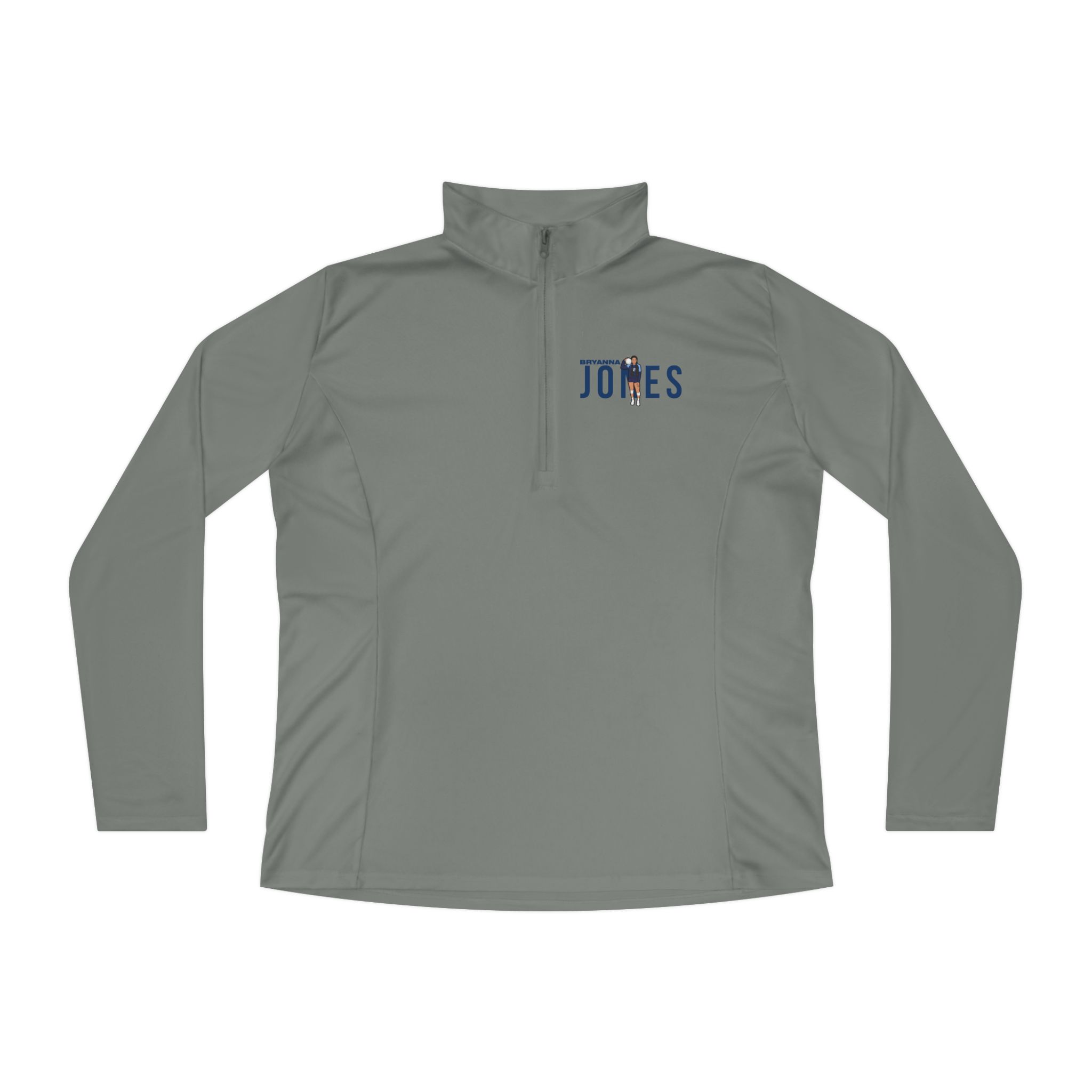 Women's Q-Zip Pullover — character_player_name in Grey