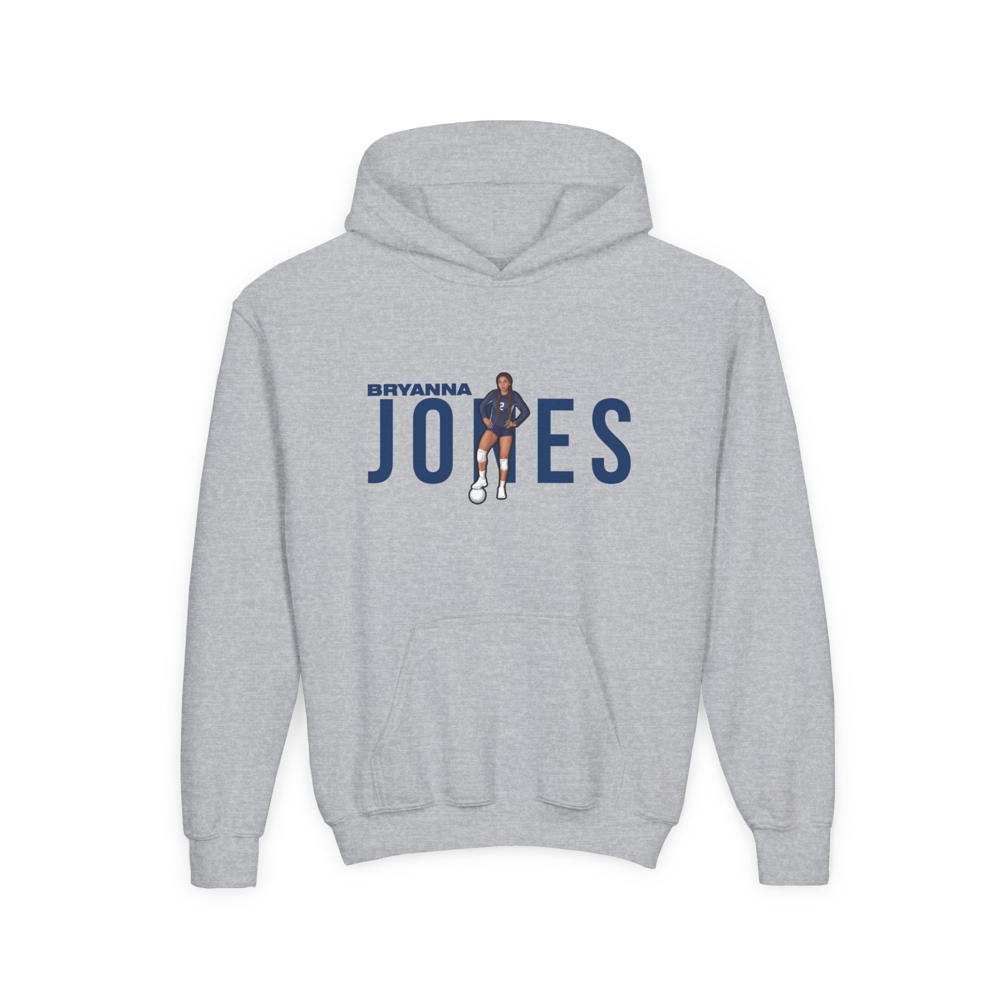 Youth Hoodie — character_player_name in Grey