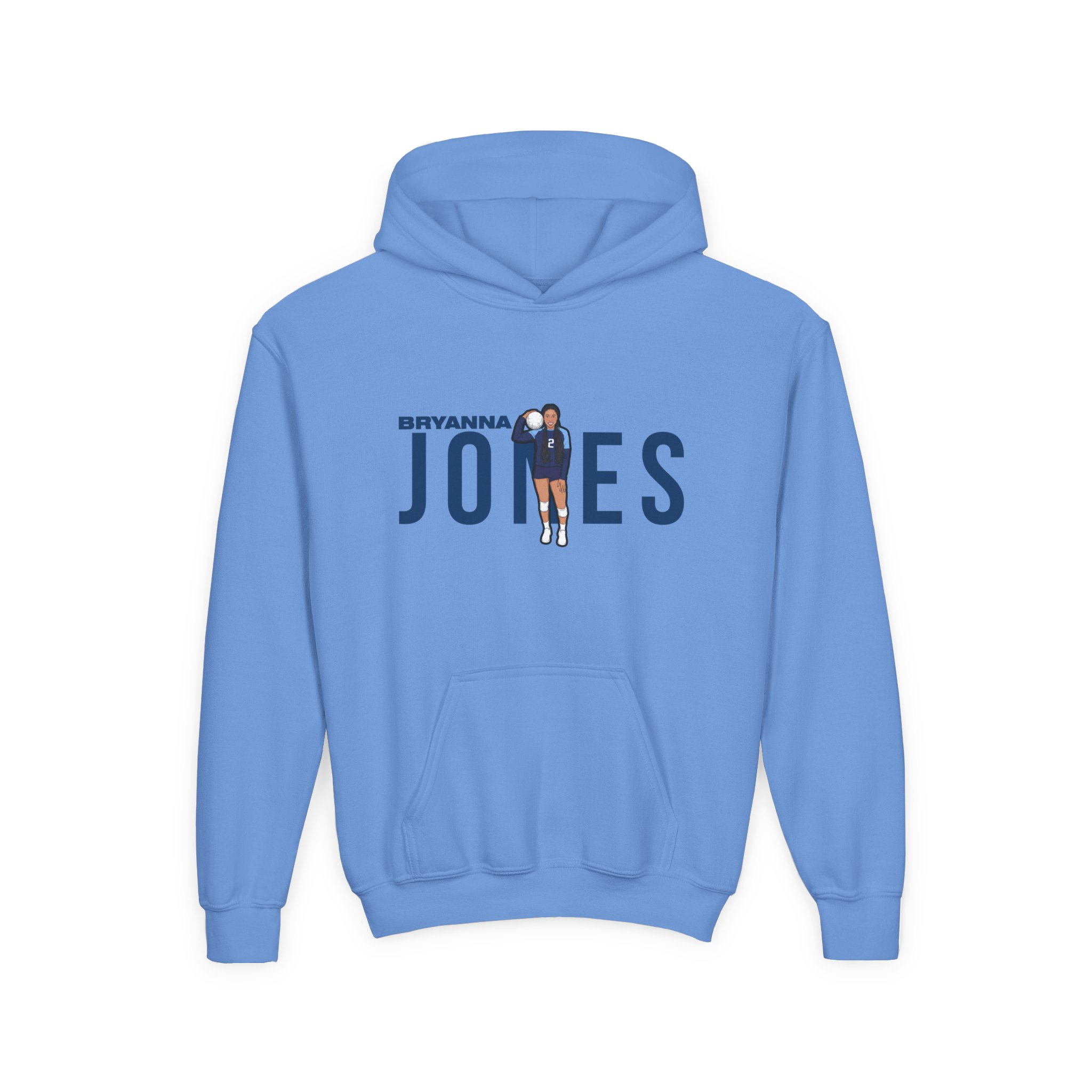 Youth Hoodie — character_player_name in Blue