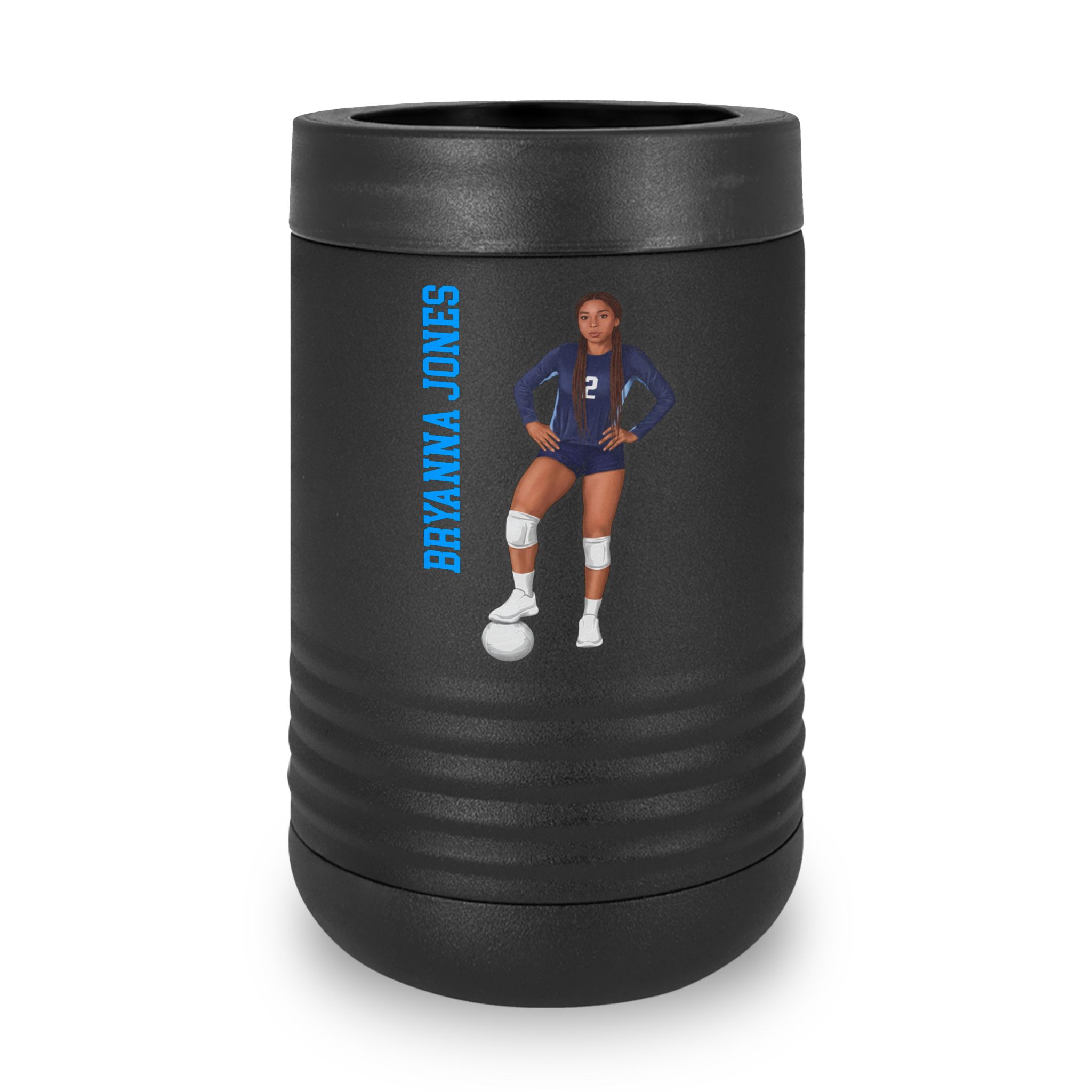 Stainless Can Cooler — character_name_vertical in Black