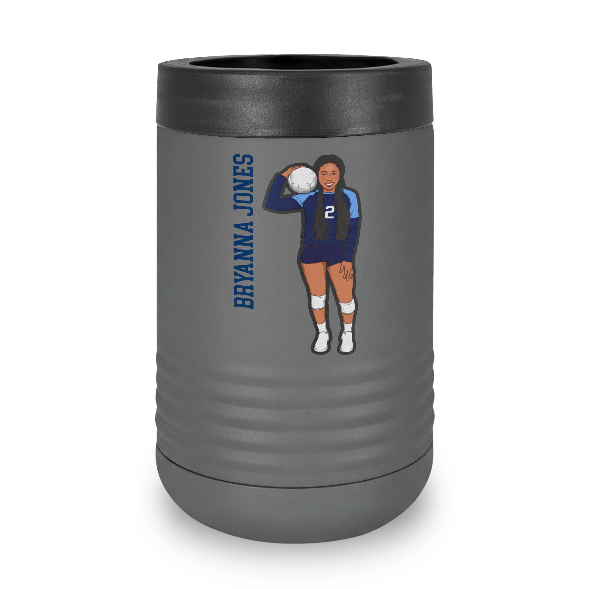 Stainless Can Cooler — character_name_vertical in Grey