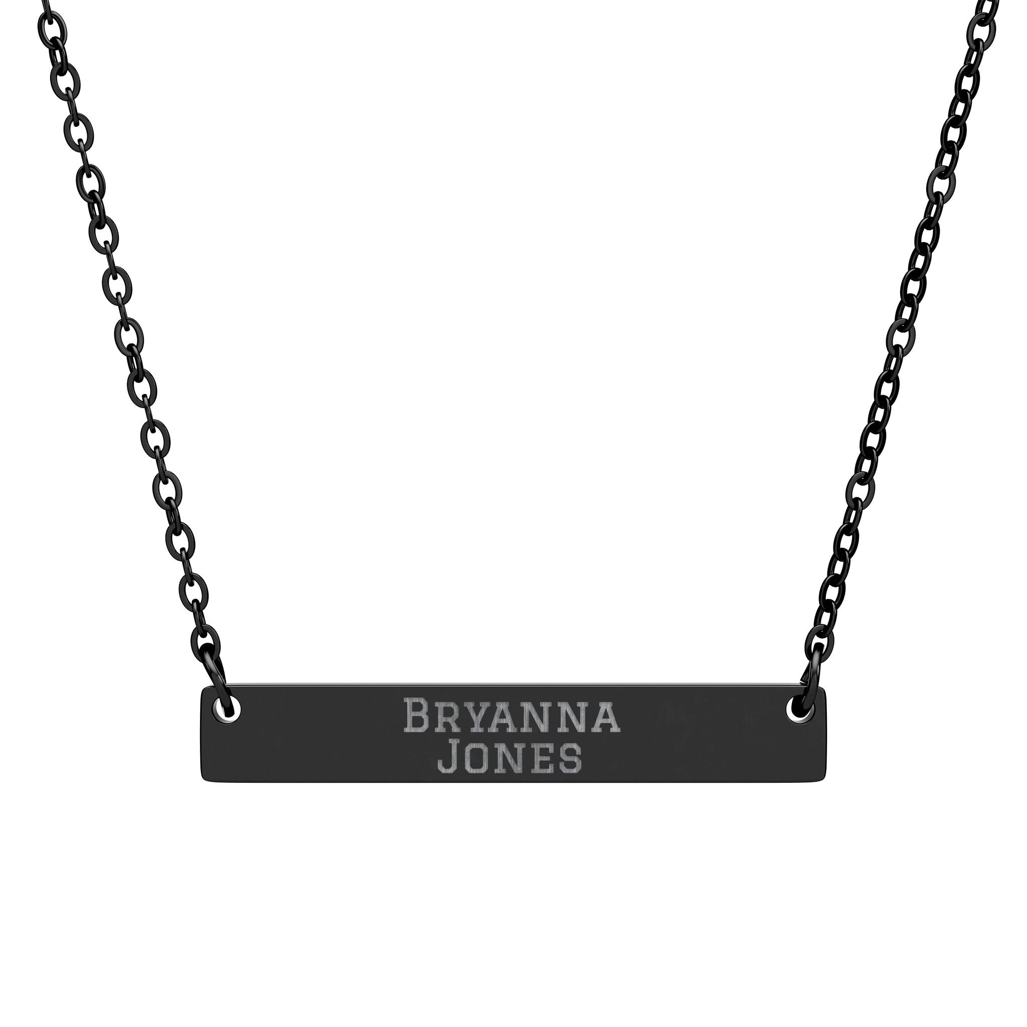 Engraved Bar Necklace — Classic in Black