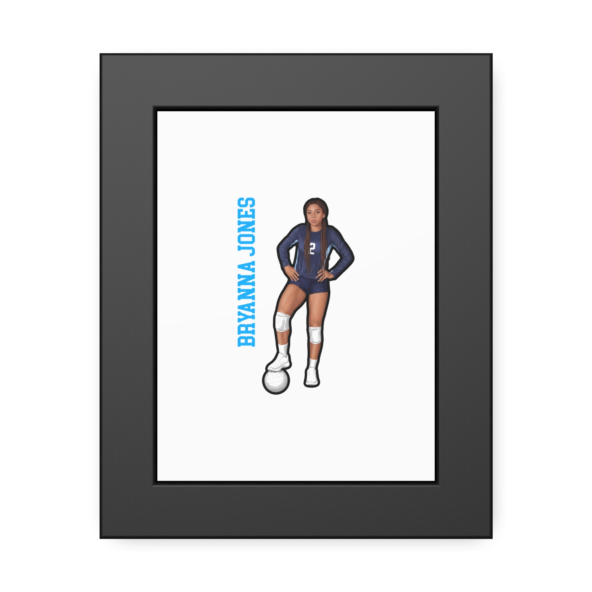 Framed Poster — character_name_vertical in Black