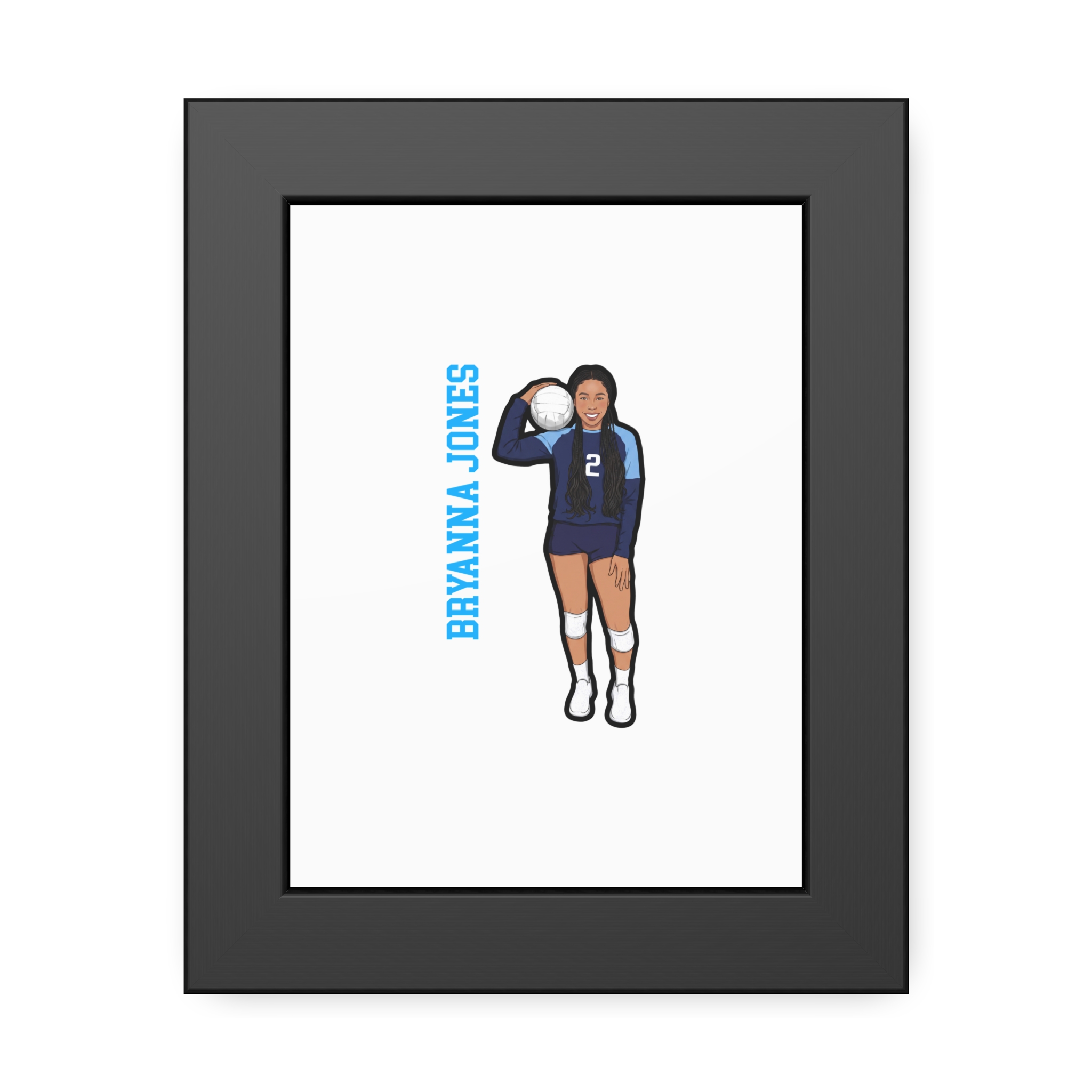 Framed Poster — character_name_vertical in Black