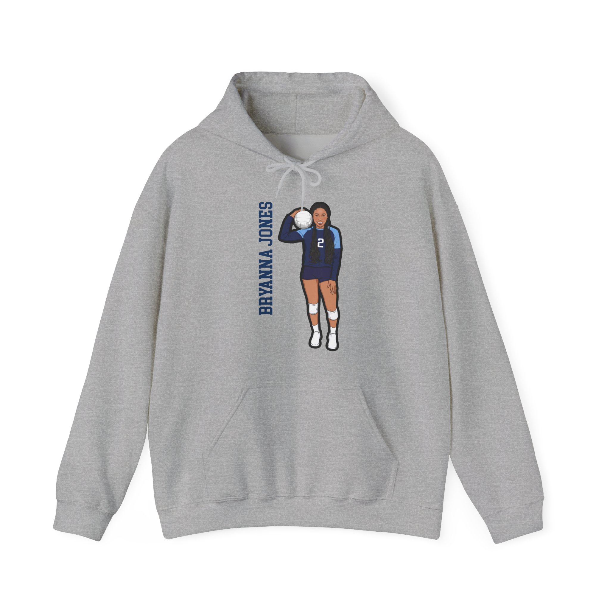 Hoodie — character_name_vertical in Grey