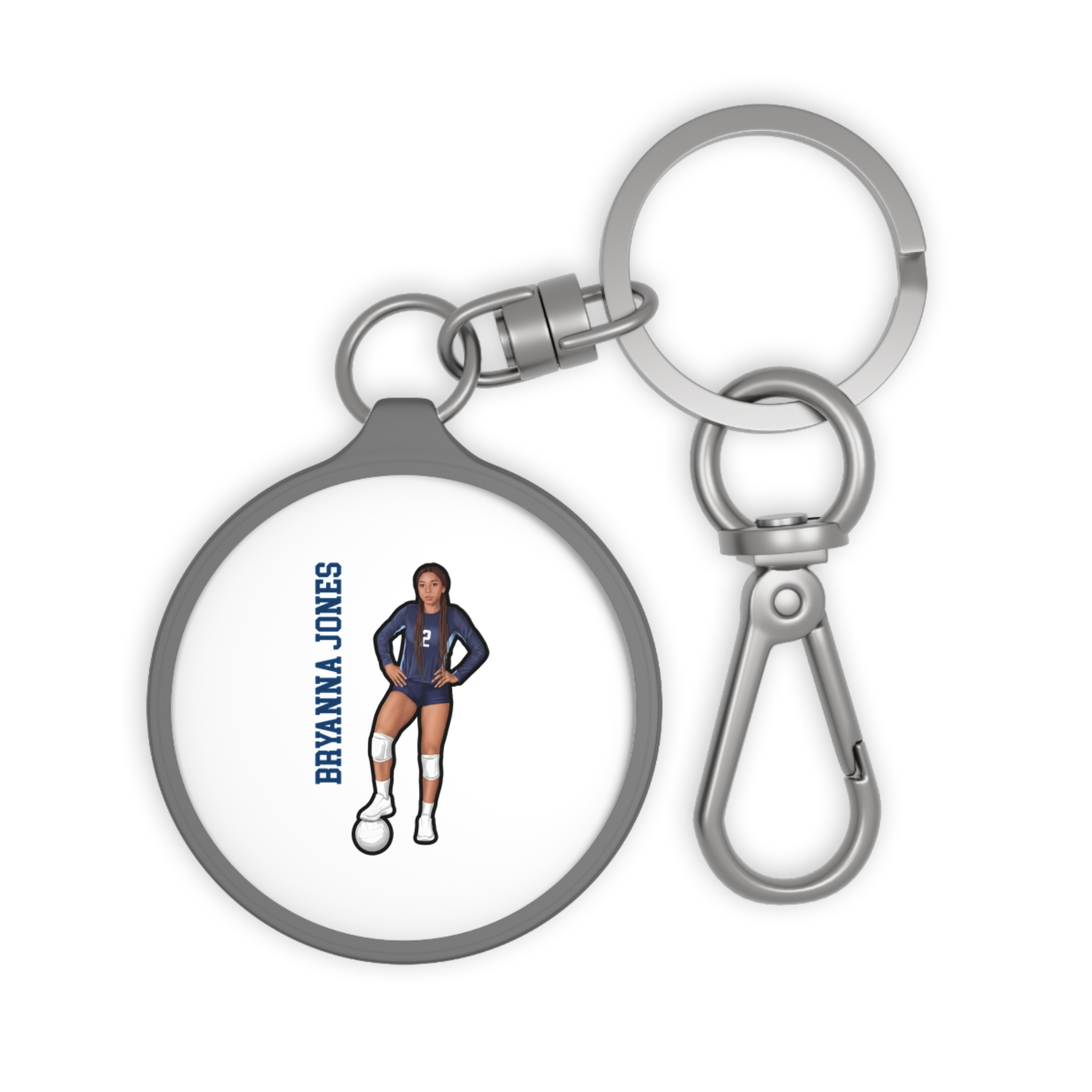 Keychain — character_name_vertical in Grey