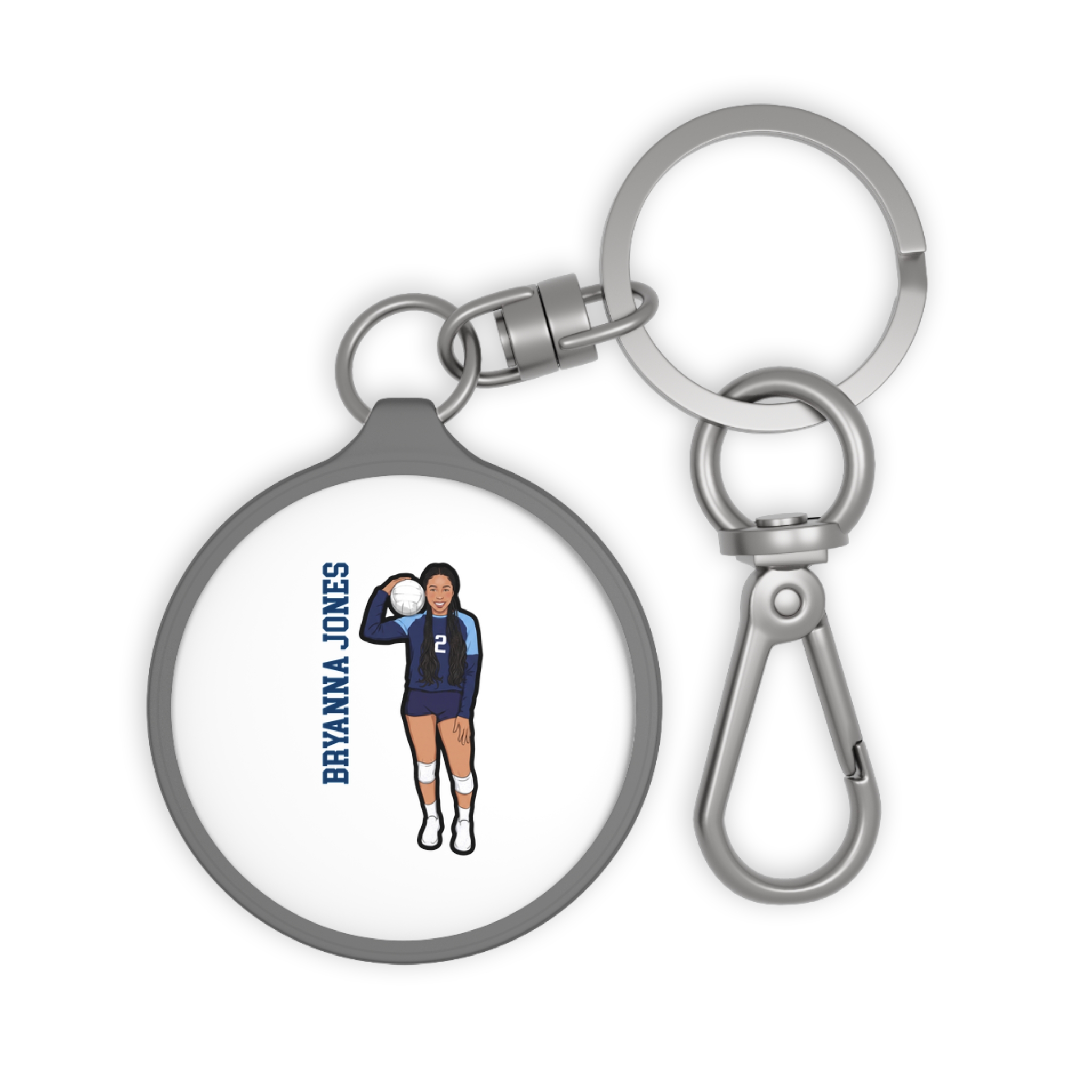 Keychain — character_name_vertical in Grey
