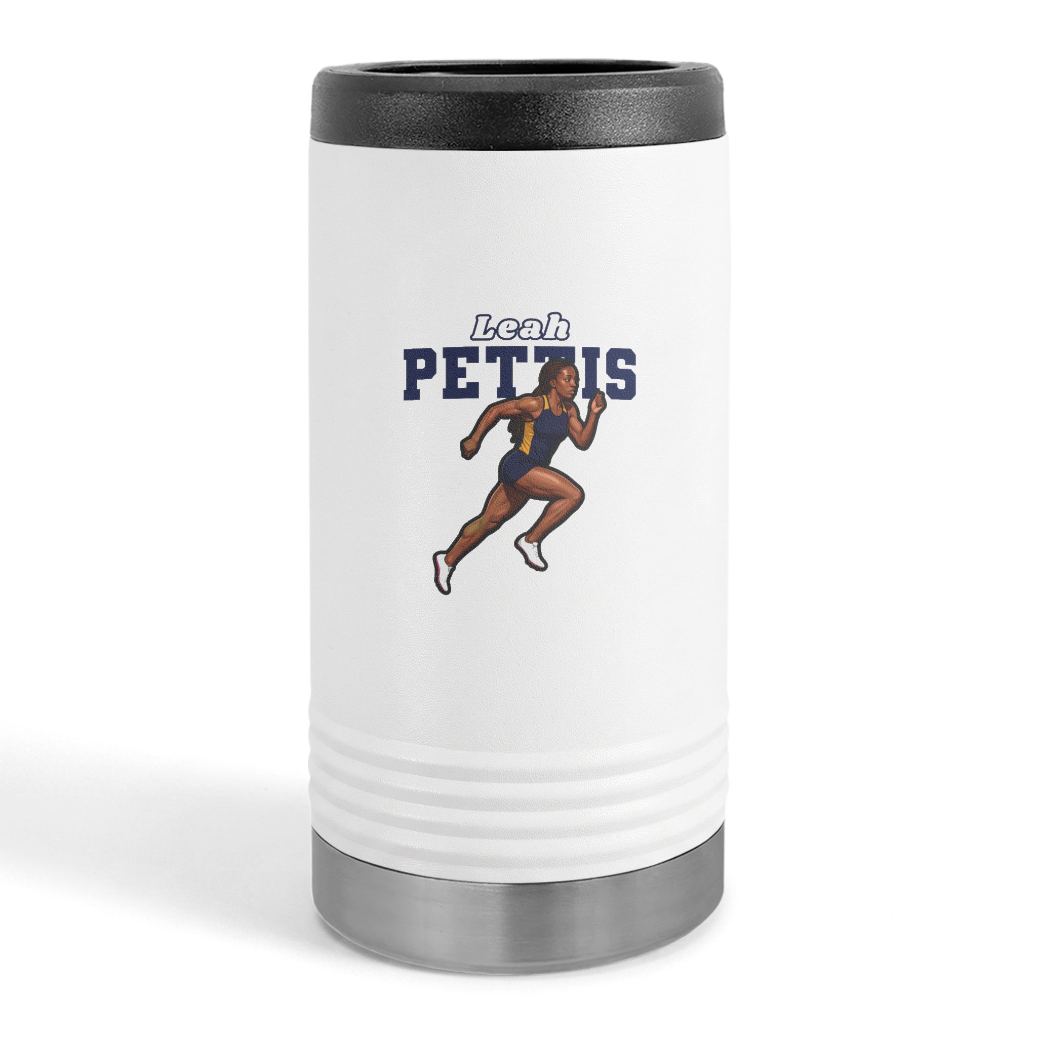 Slim Stainless Can Cooler — character_name_arch in White