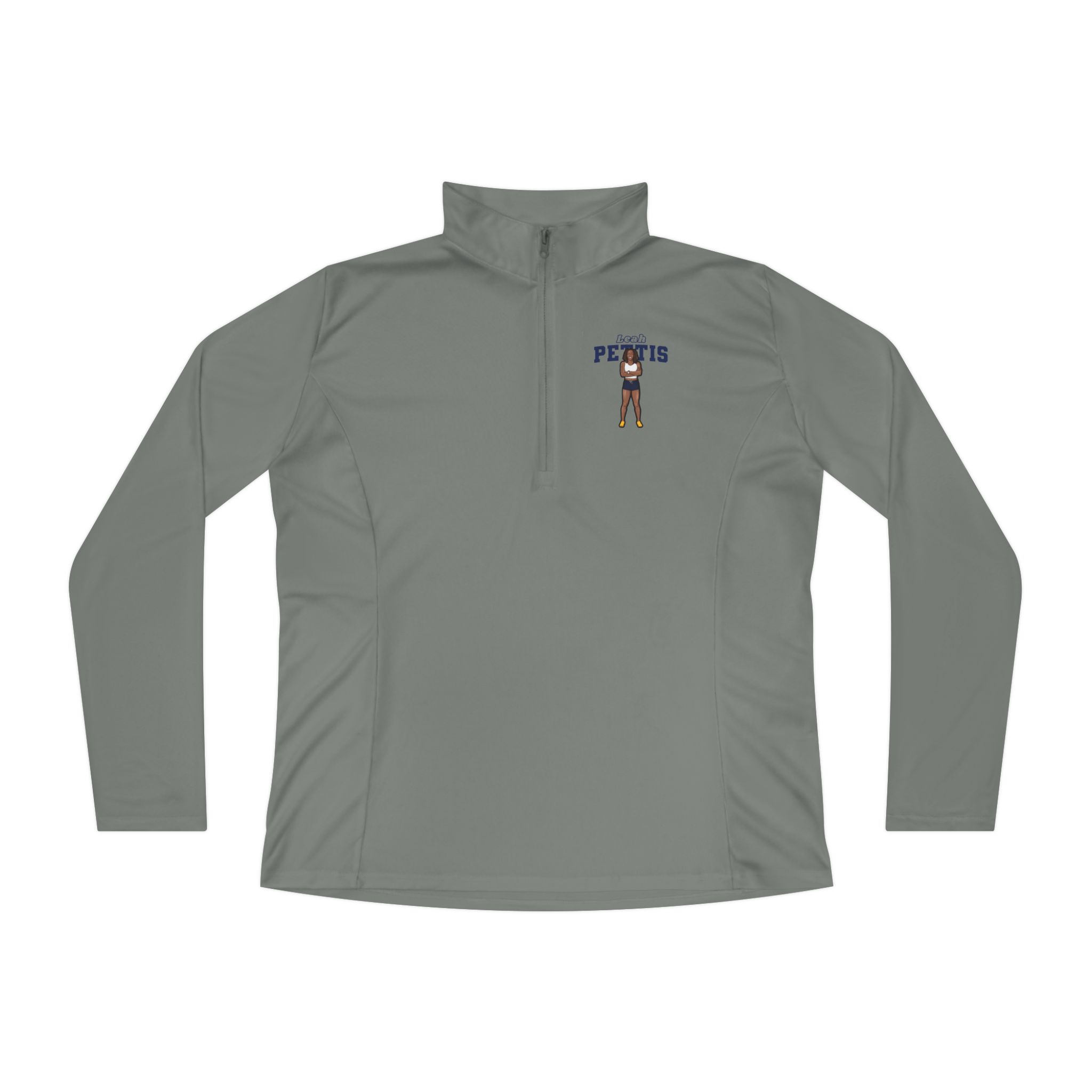 Women's Q-Zip Pullover — character_name_arch in Grey