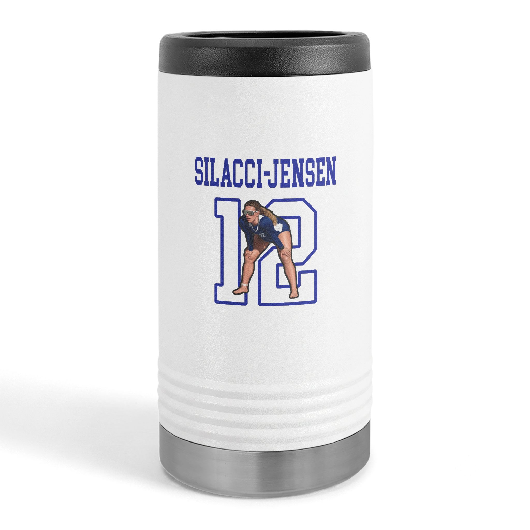 Slim Stainless Can Cooler — character_shirsey in White