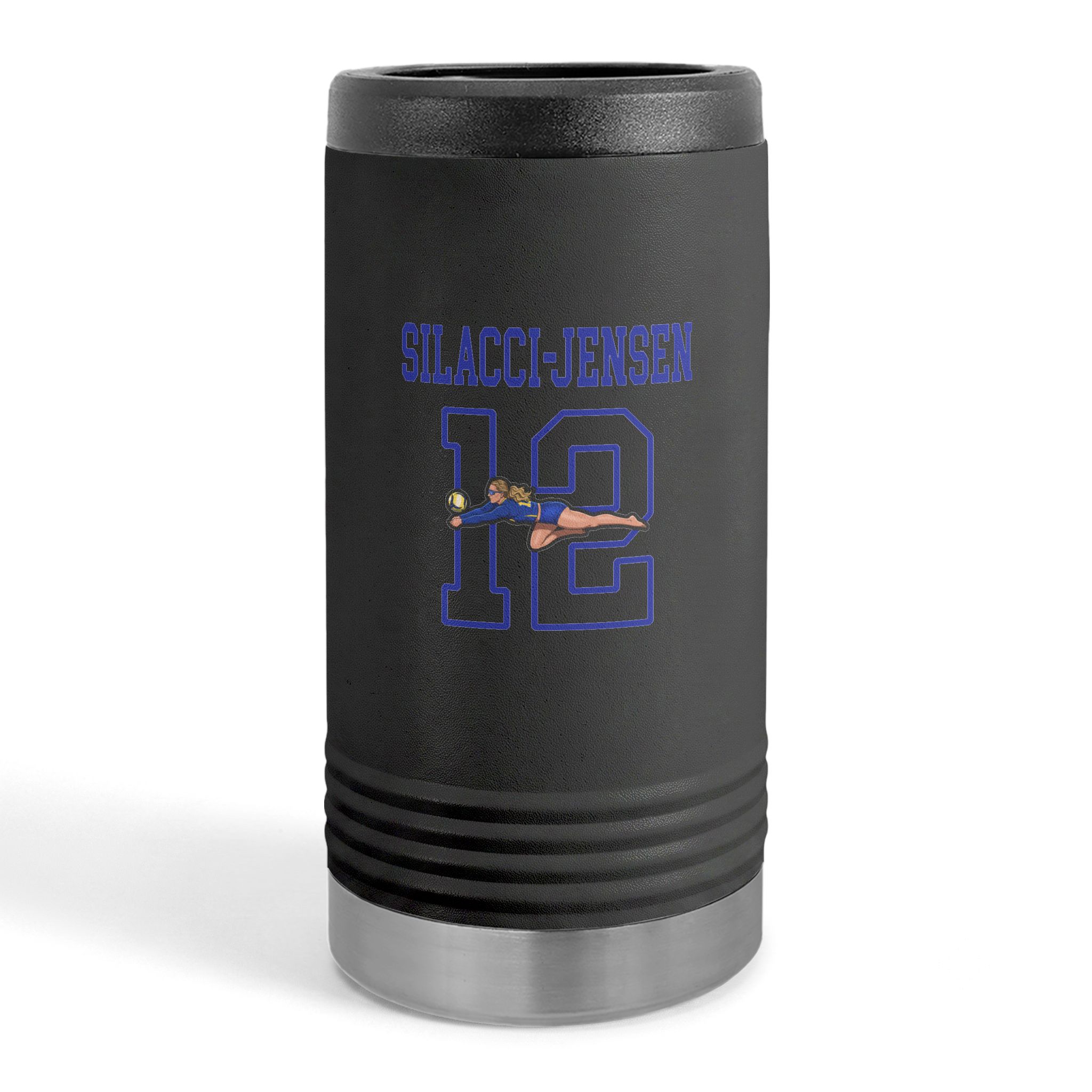 Slim Stainless Can Cooler — character_shirsey in Black
