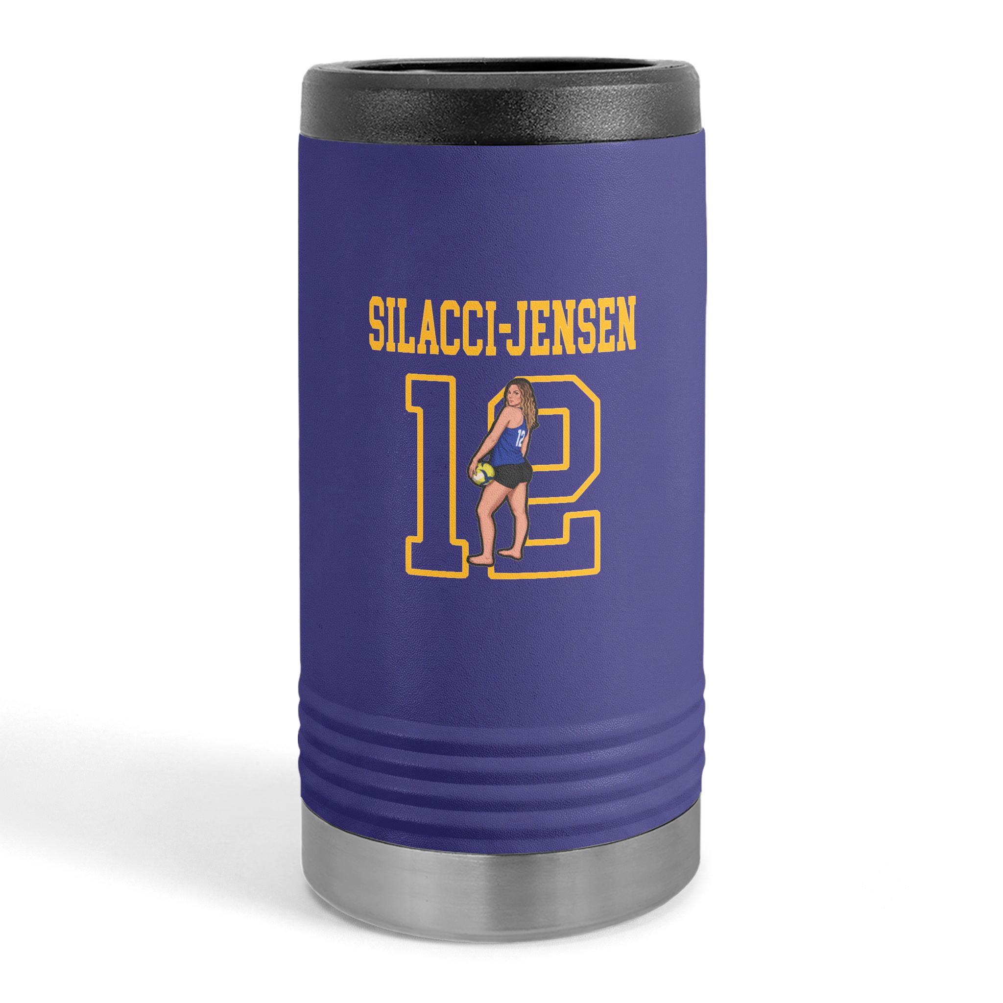 Slim Stainless Can Cooler — character_shirsey in Purple