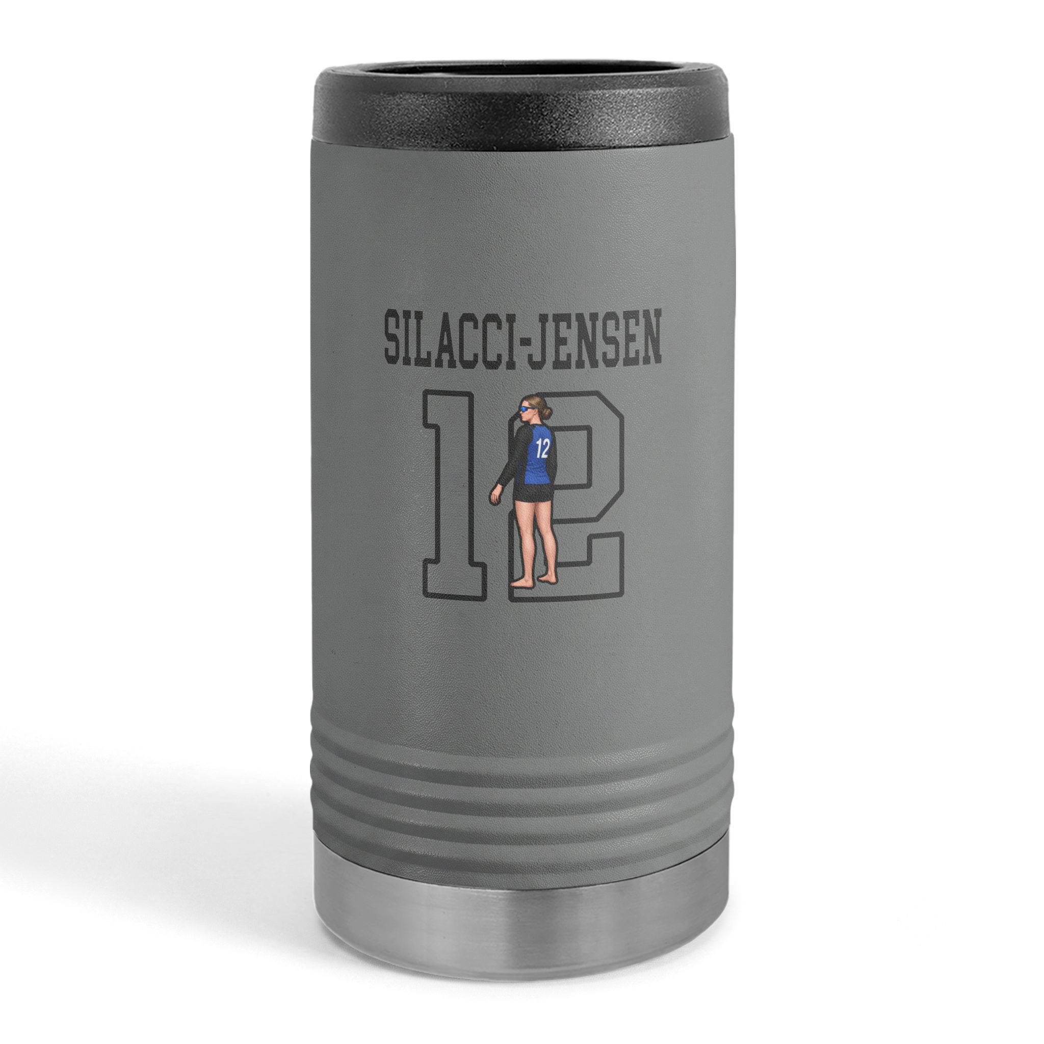 Slim Stainless Can Cooler — character_shirsey in Grey