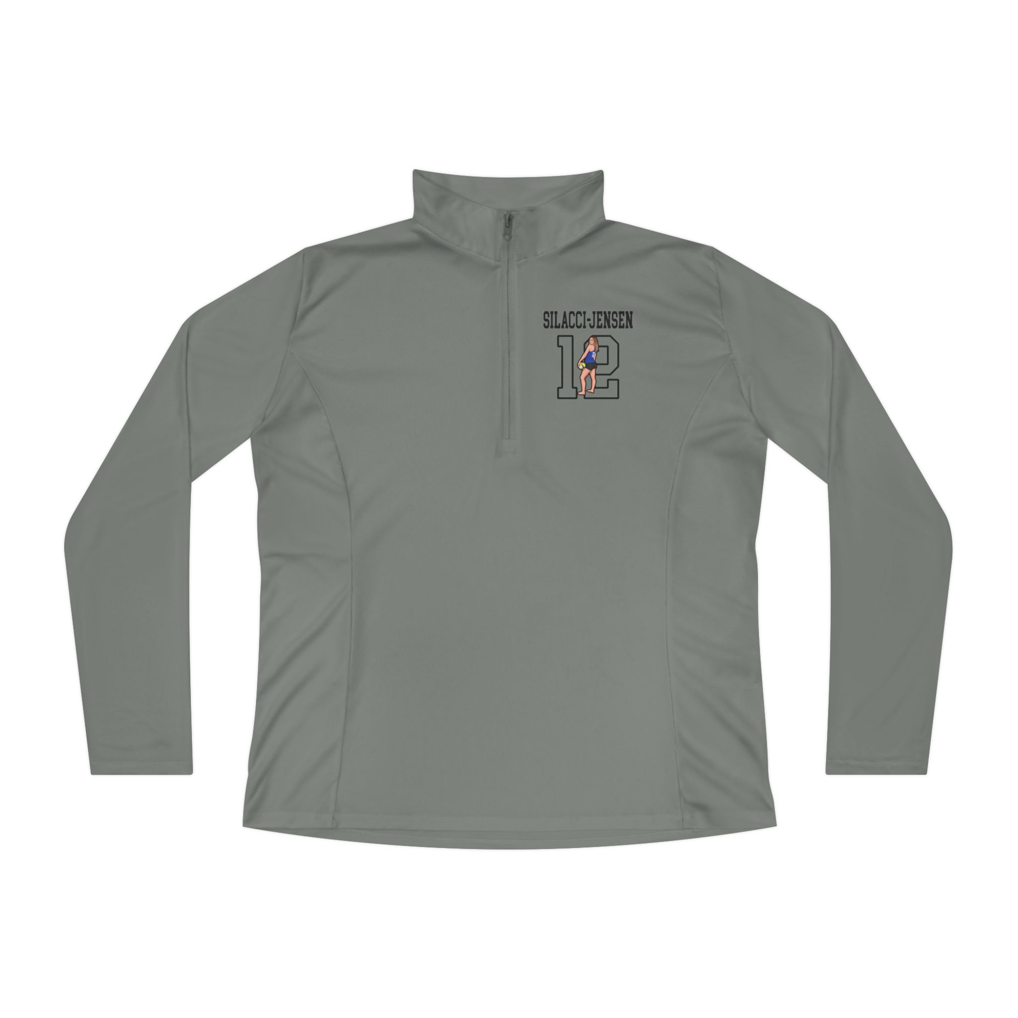 Women's Q-Zip Pullover — character_shirsey in Grey