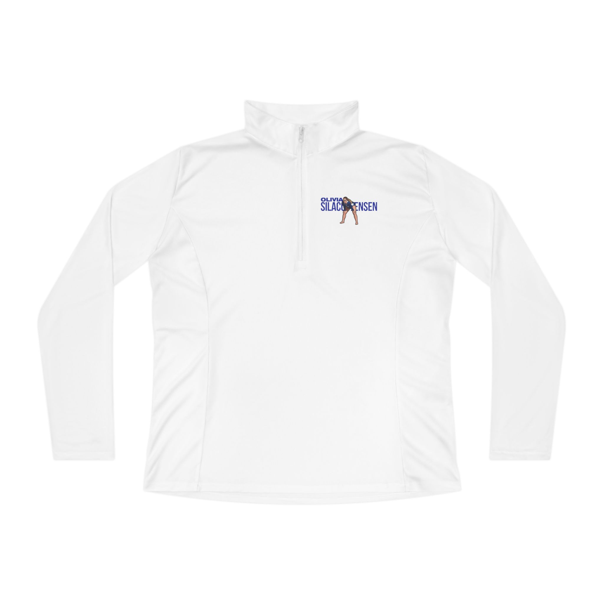 Women's Q-Zip Pullover — character_player_name in White