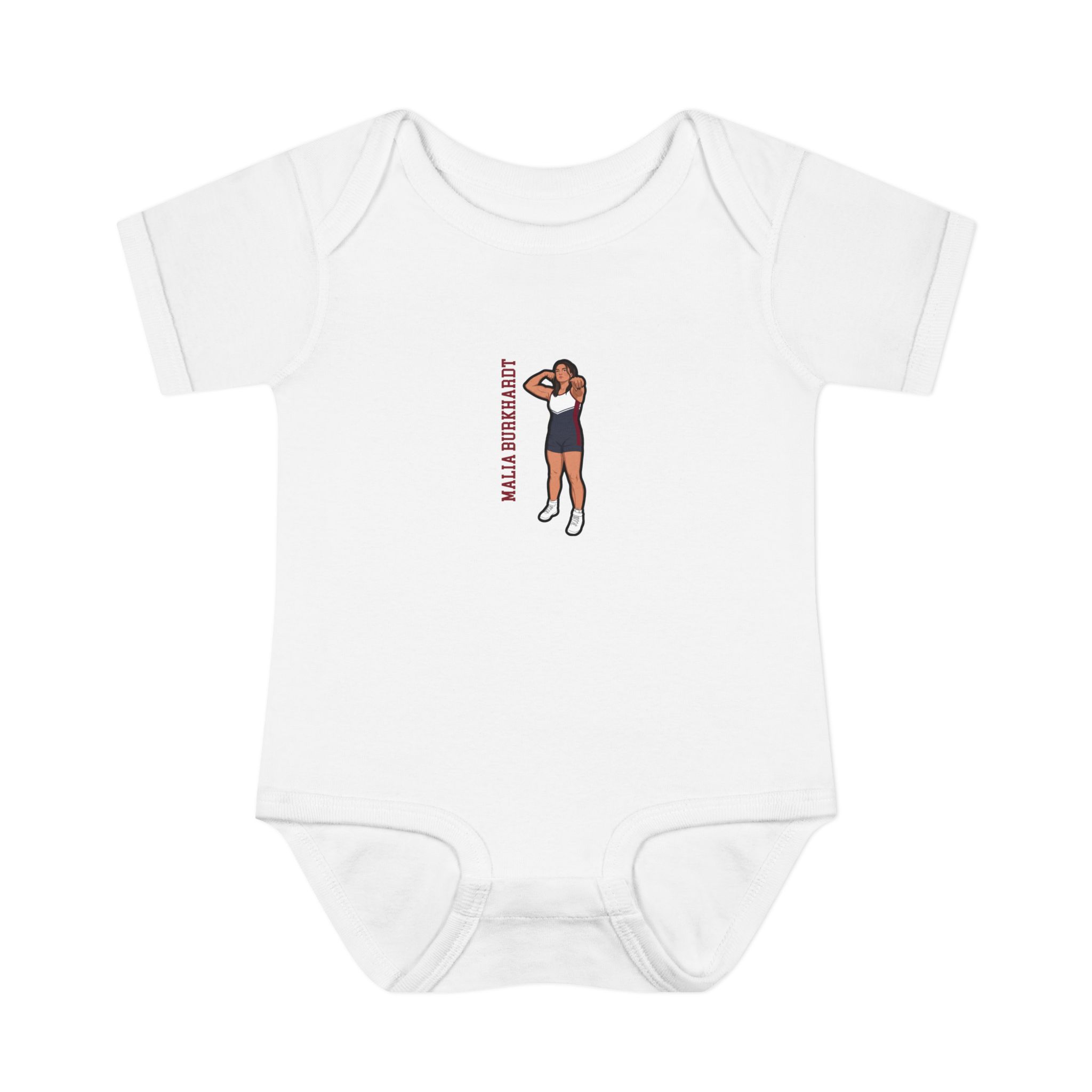 Baby Onesie — character_name_vertical in White