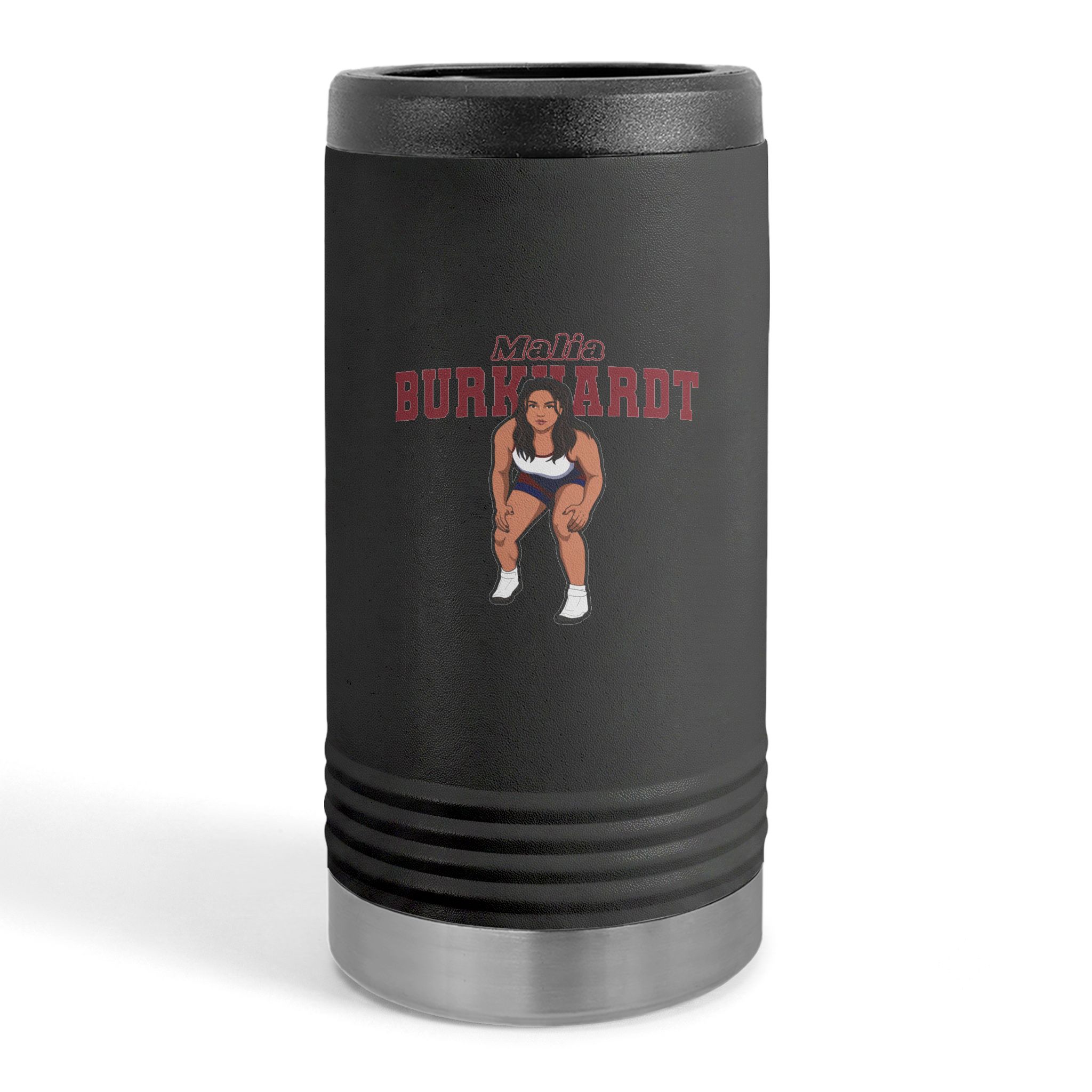Slim Stainless Can Cooler — character_name_arch in Black