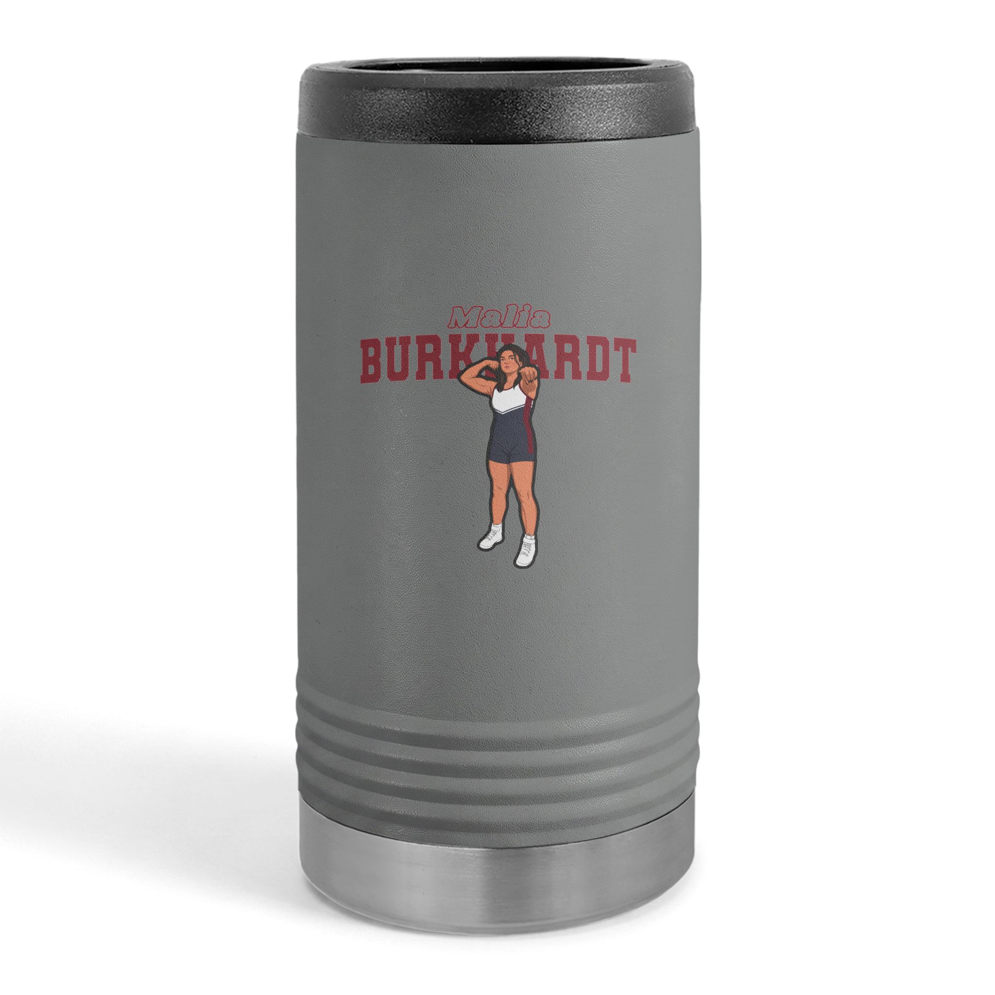 Slim Stainless Can Cooler — character_name_arch in Grey