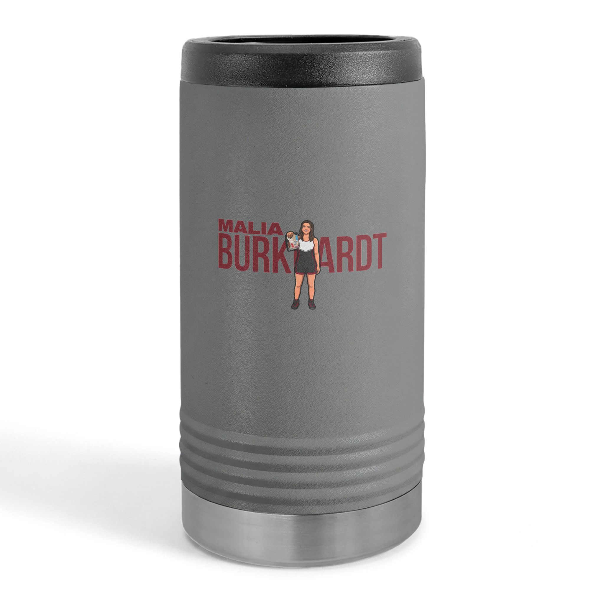 Slim Stainless Can Cooler — character_player_name in Grey