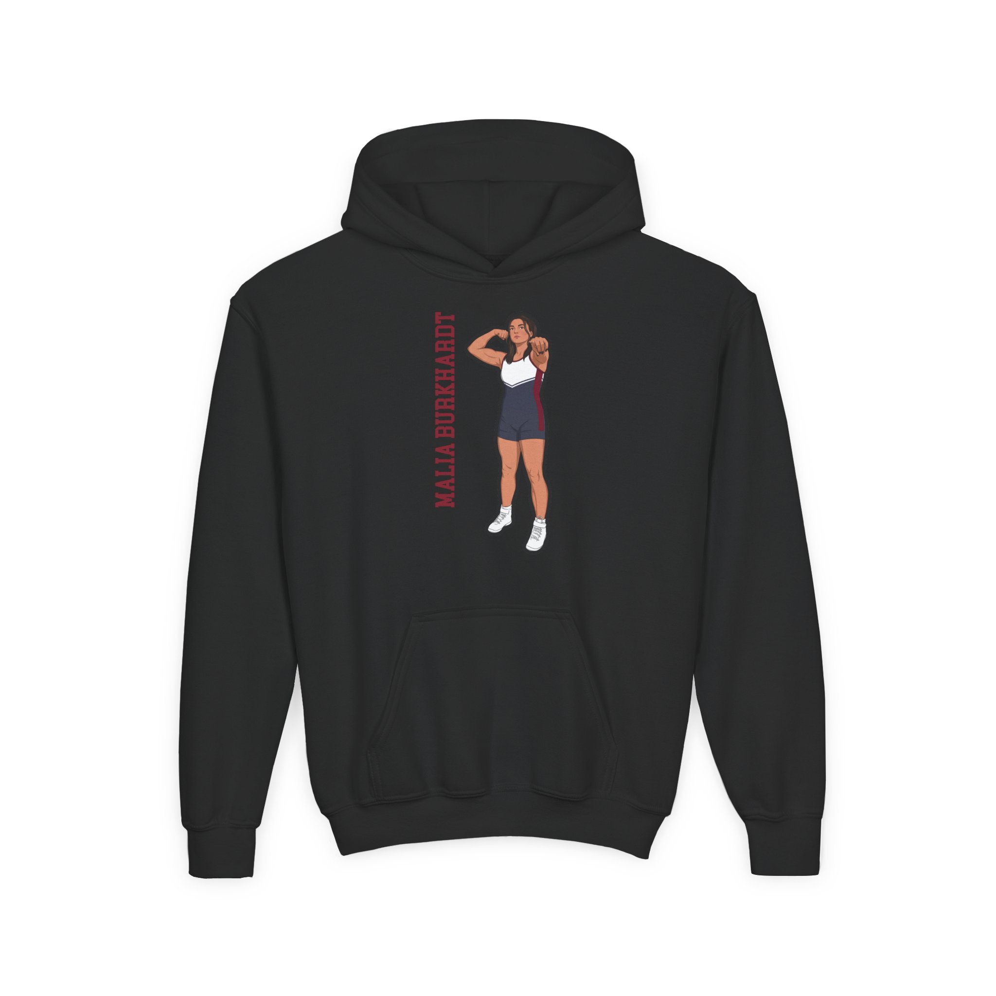 Youth Hoodie — character_name_vertical in Black