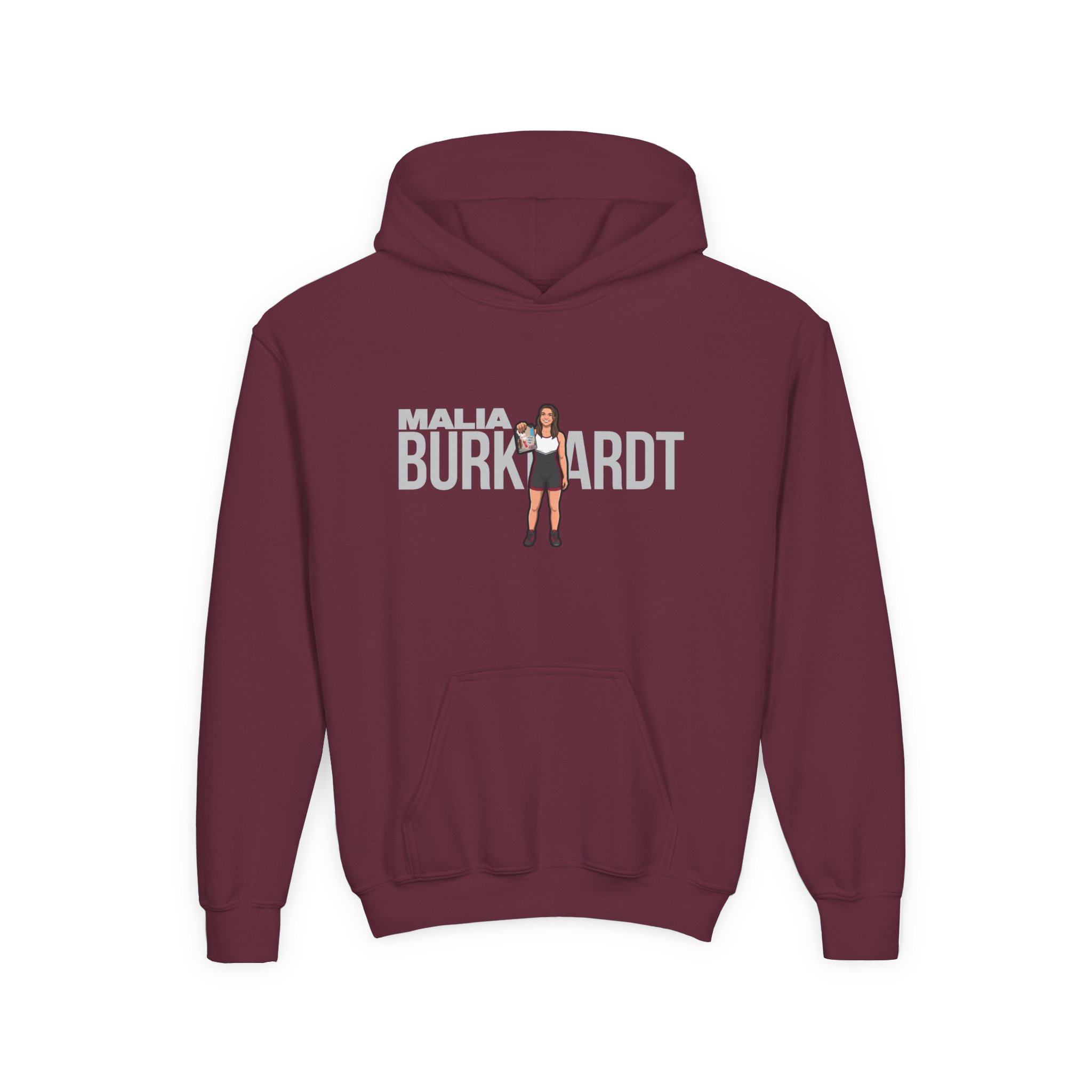 Youth Hoodie — character_player_name in Maroon