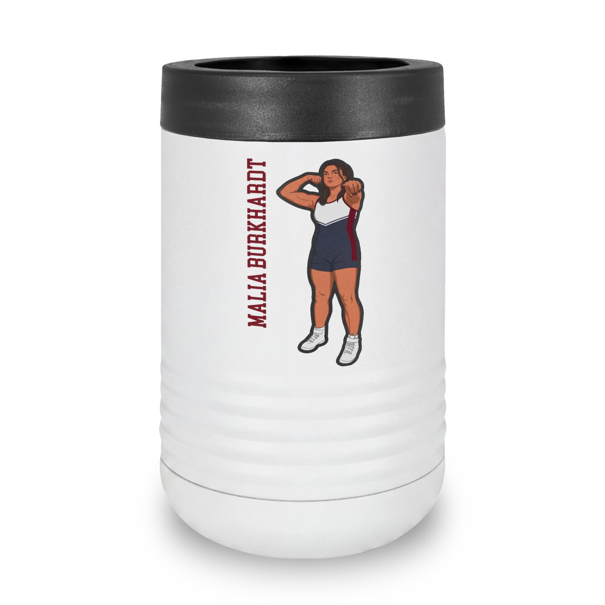 Stainless Can Cooler — character_name_vertical in White