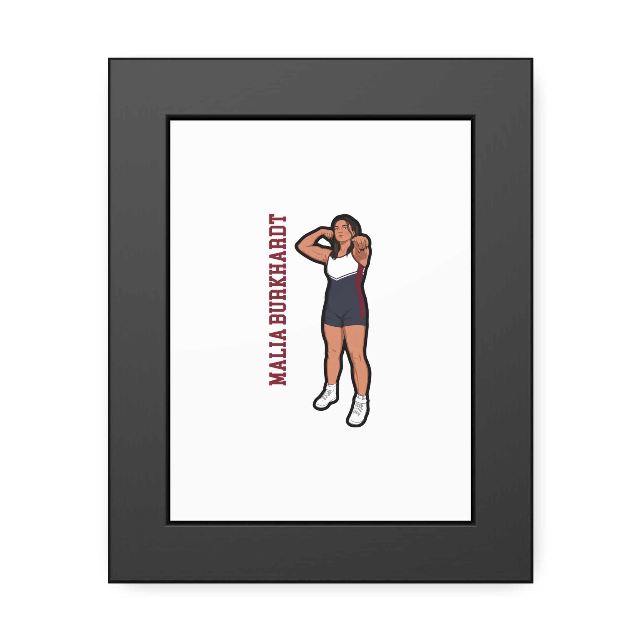 Framed Poster — character_name_vertical in Black