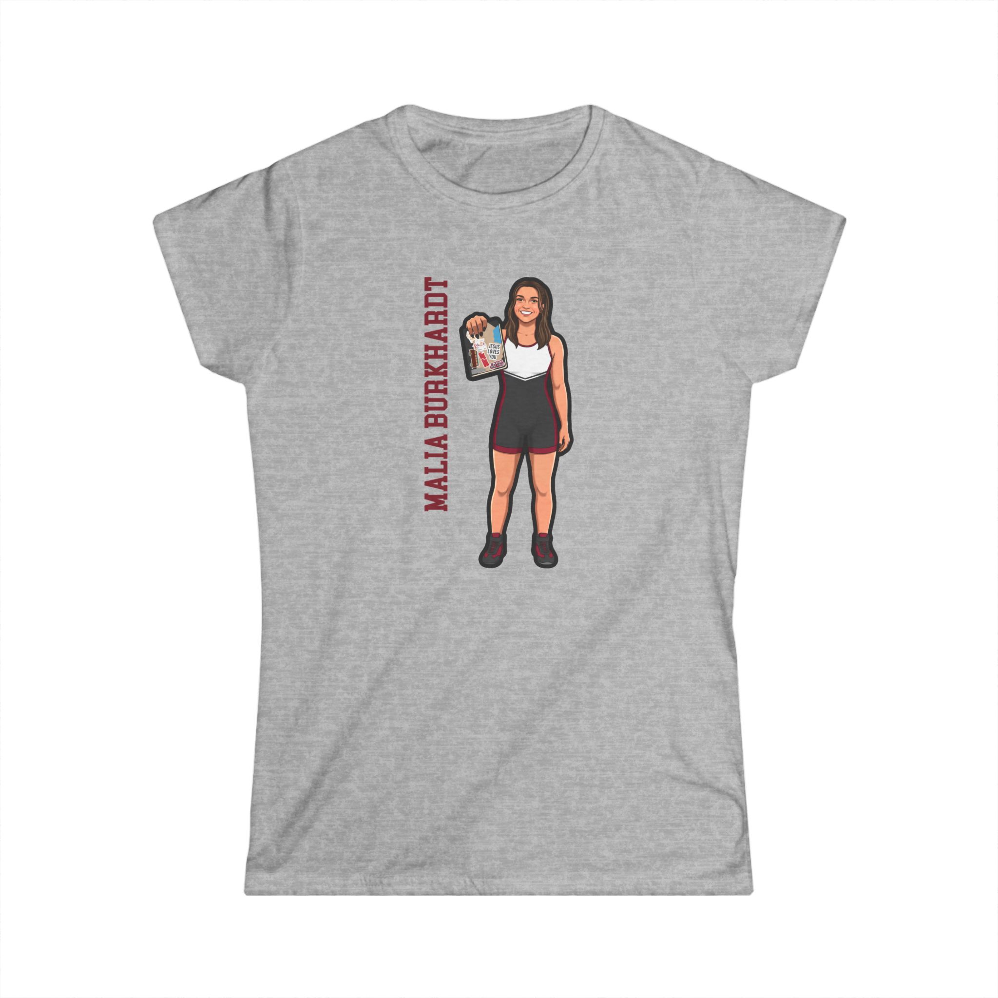 Women's Softstyle Tee — character_name_vertical in Grey