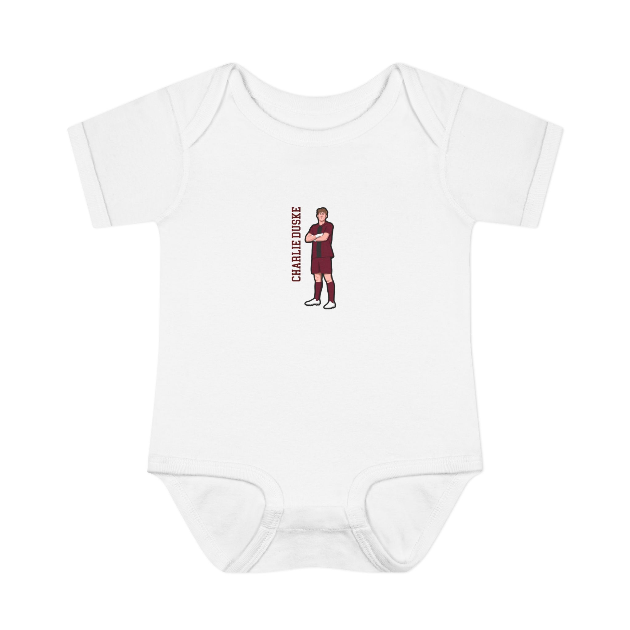 Baby Onesie — character_name_vertical in White