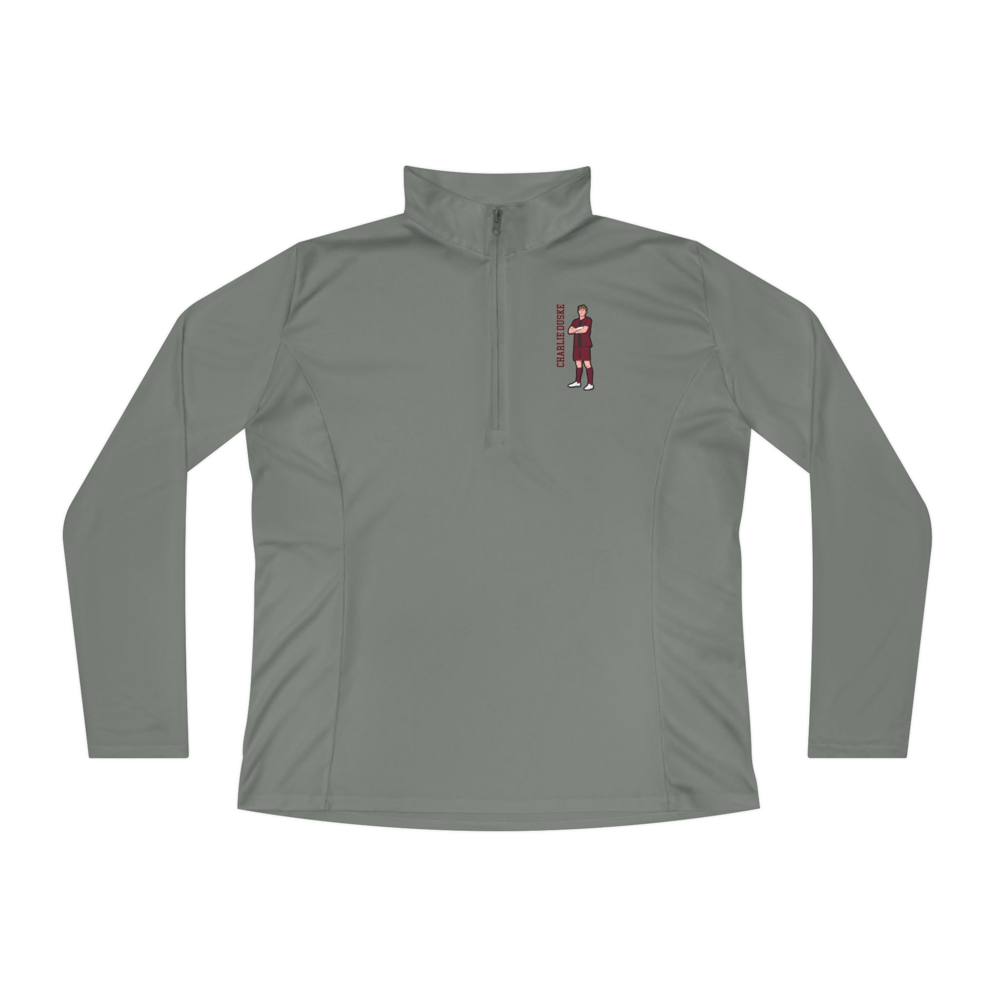 Women's Q-Zip Pullover — character_name_vertical in Grey