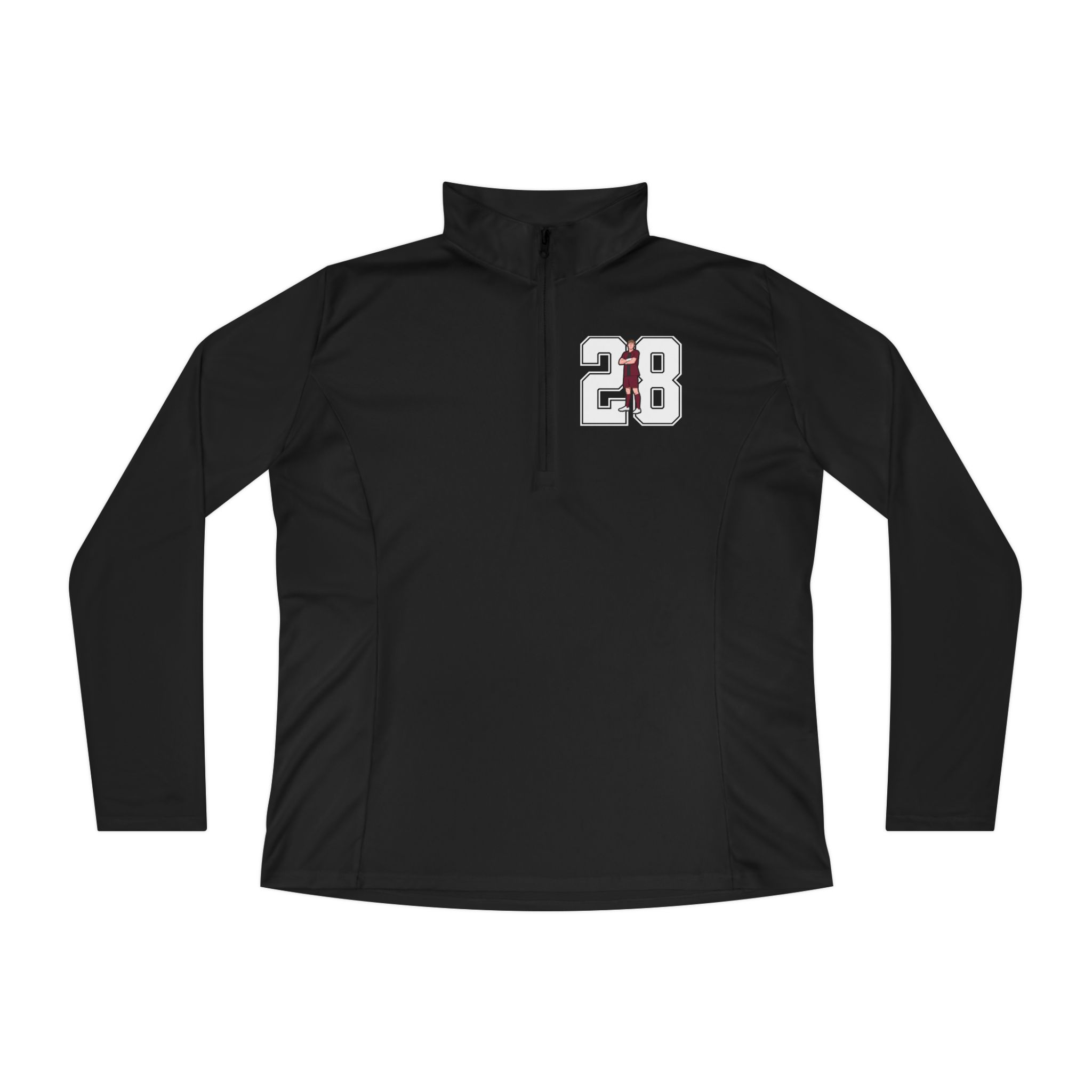 Women's Q-Zip Pullover — character_number in Black
