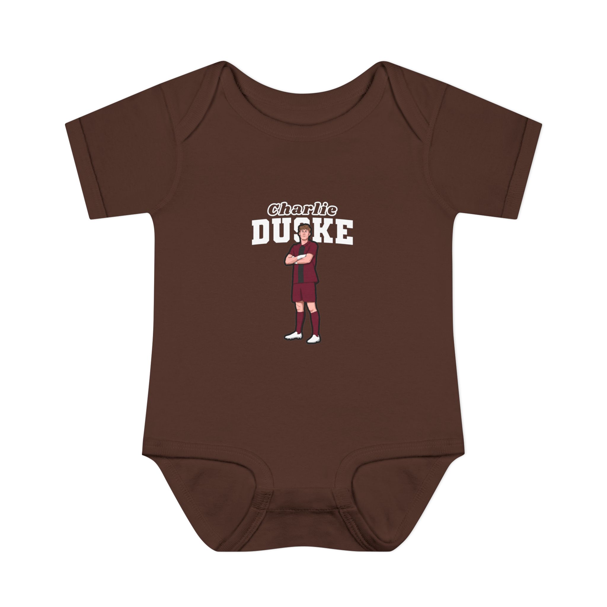 Baby Onesie — character_name_arch in Brown
