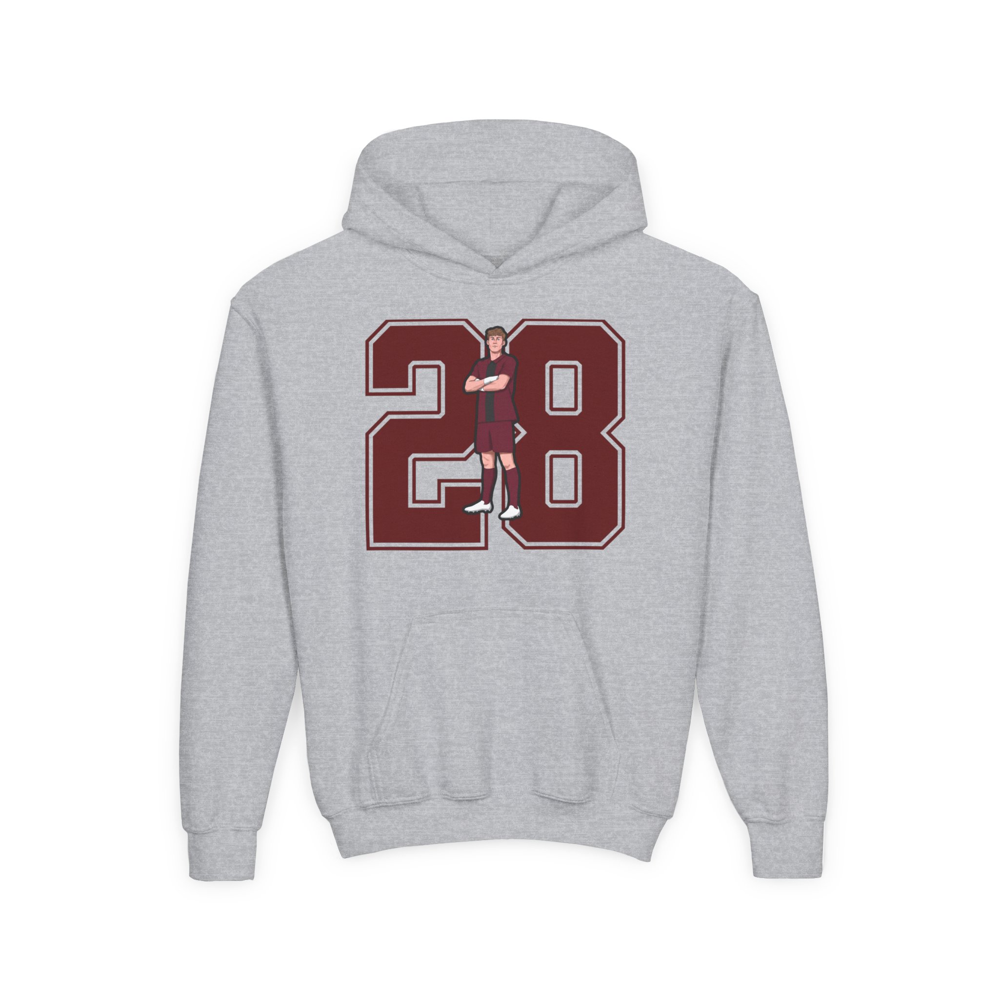 Youth Hoodie — character_number in Grey