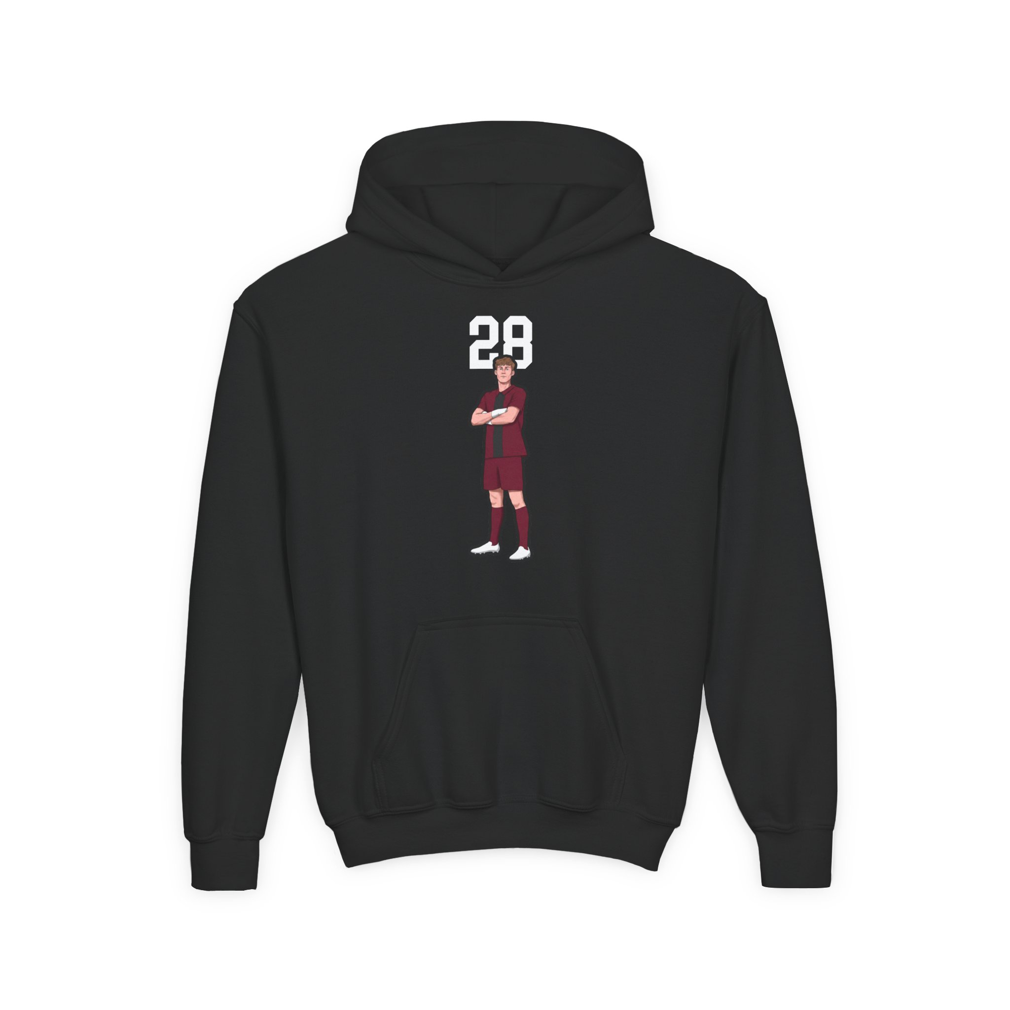Youth Hoodie — character_number_top in Black