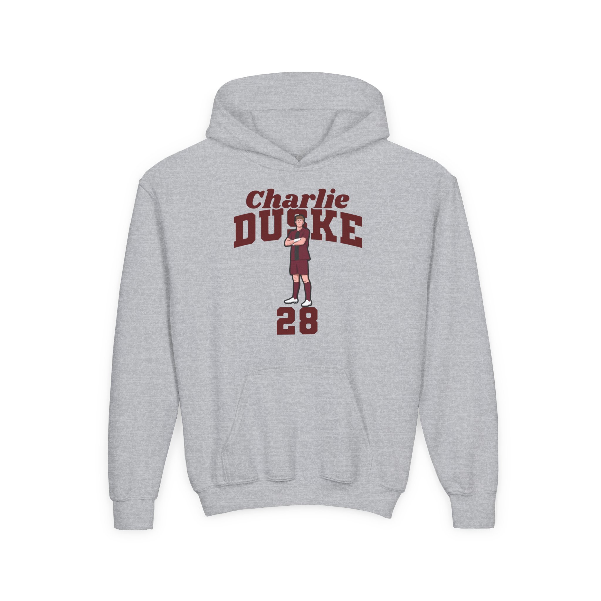 Youth Hoodie — character_signature_arch in Grey
