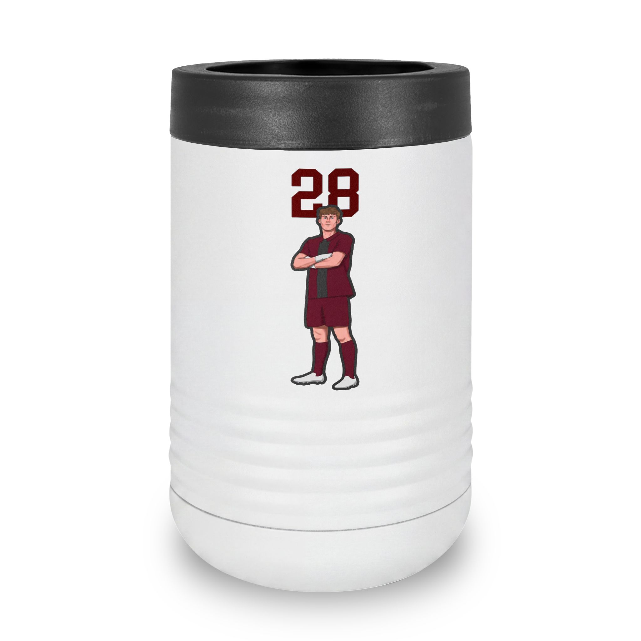 Stainless Can Cooler — character_number_top in White