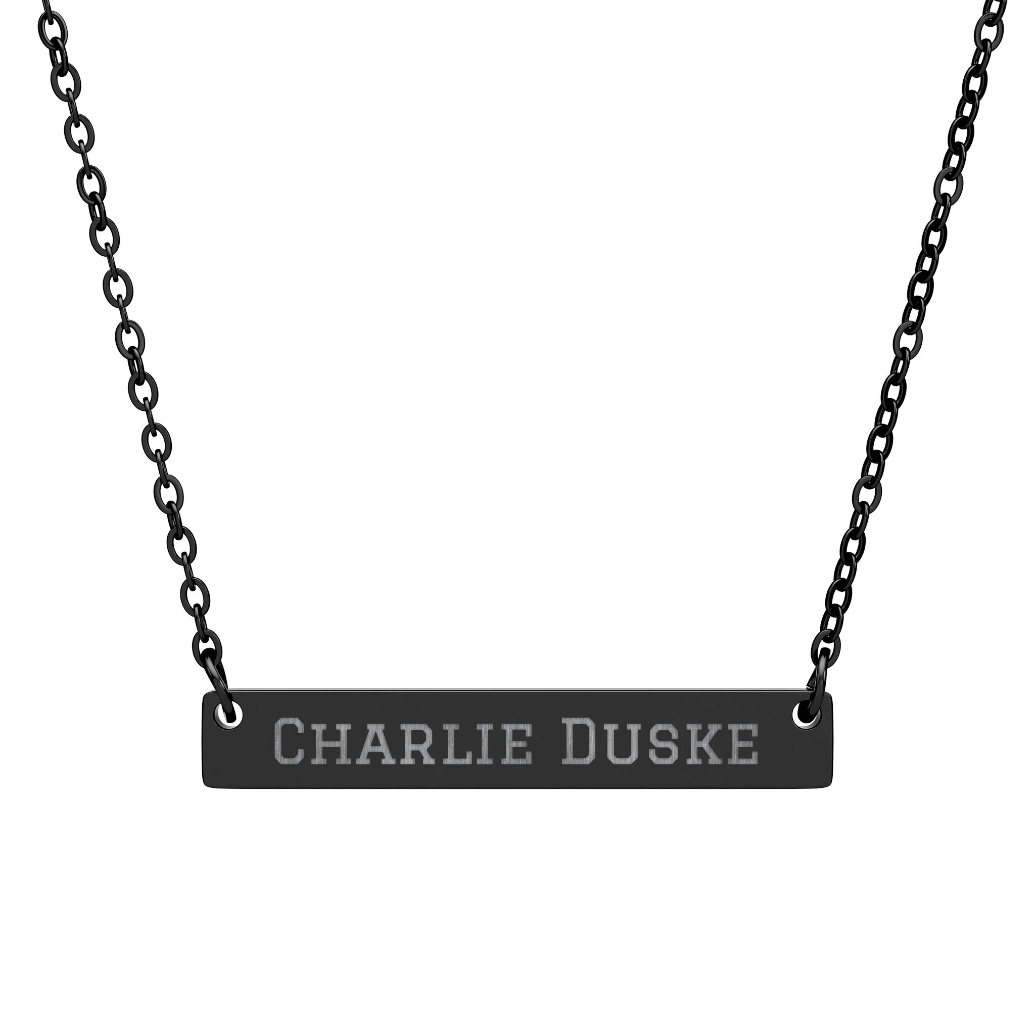 Engraved Bar Necklace — Classic in Black