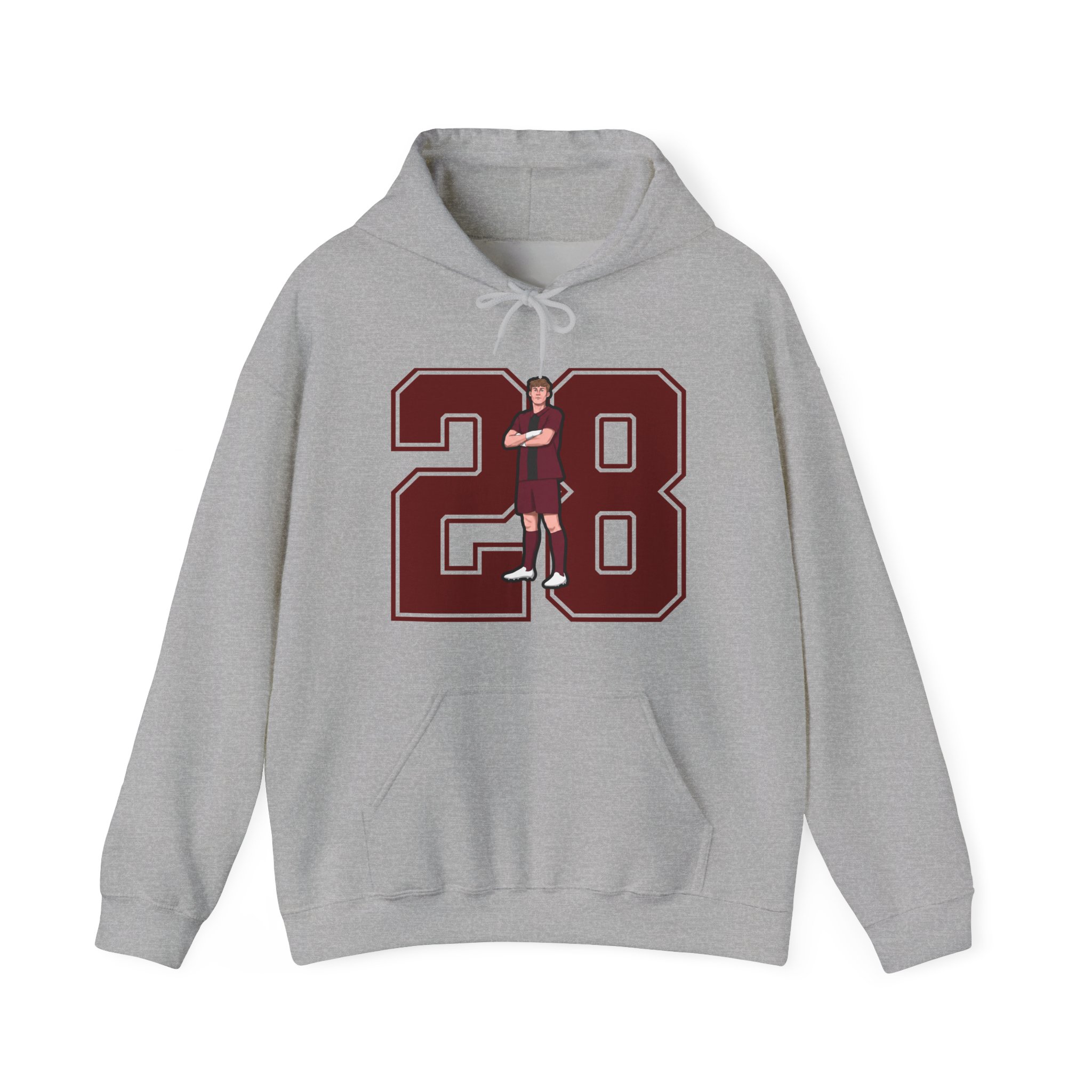 Hoodie — character_number in Grey