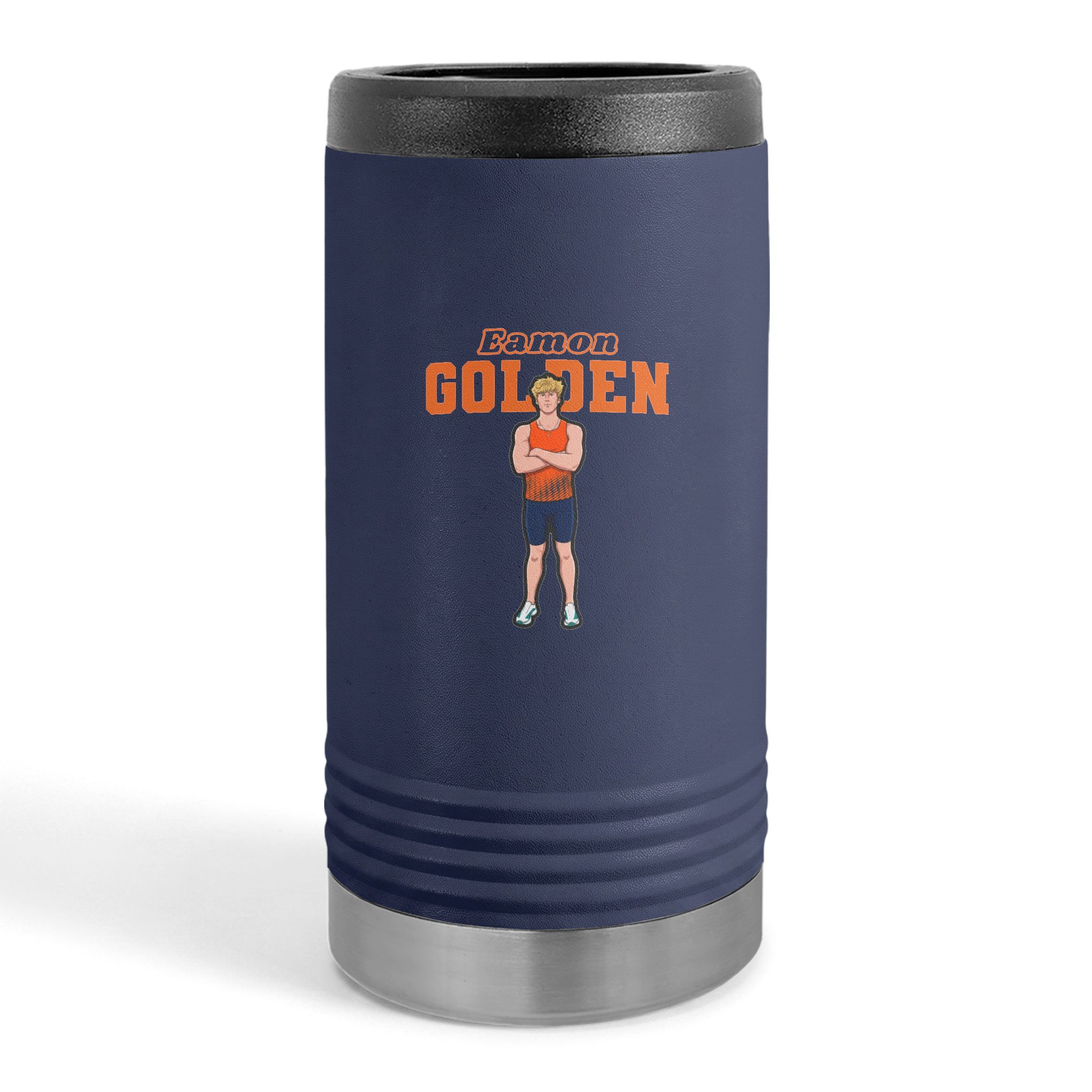 Slim Stainless Can Cooler — character_name_arch in Navy