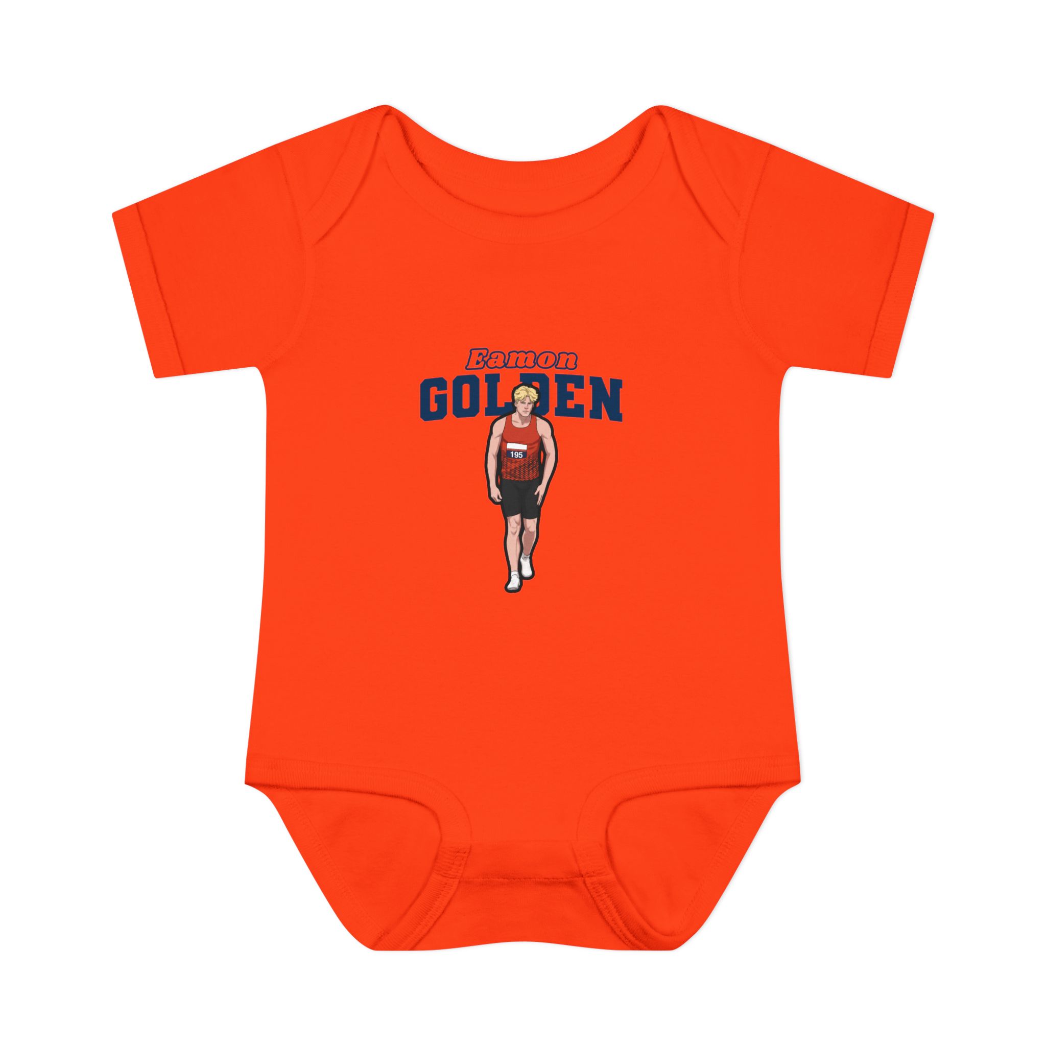 Baby Onesie — character_name_arch in Orange
