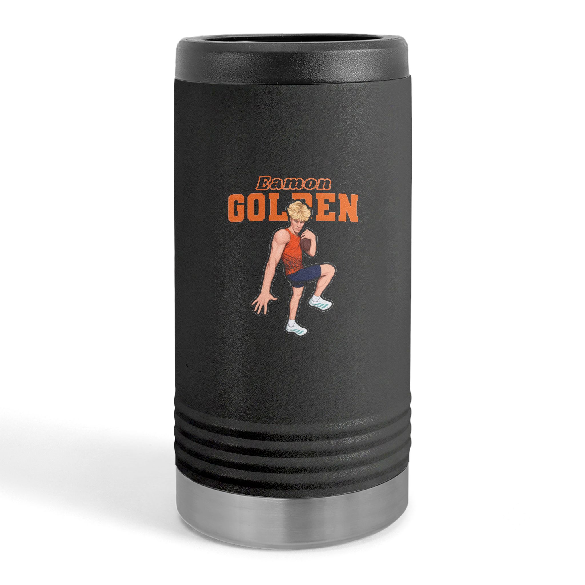 Slim Stainless Can Cooler — character_name_arch in Black