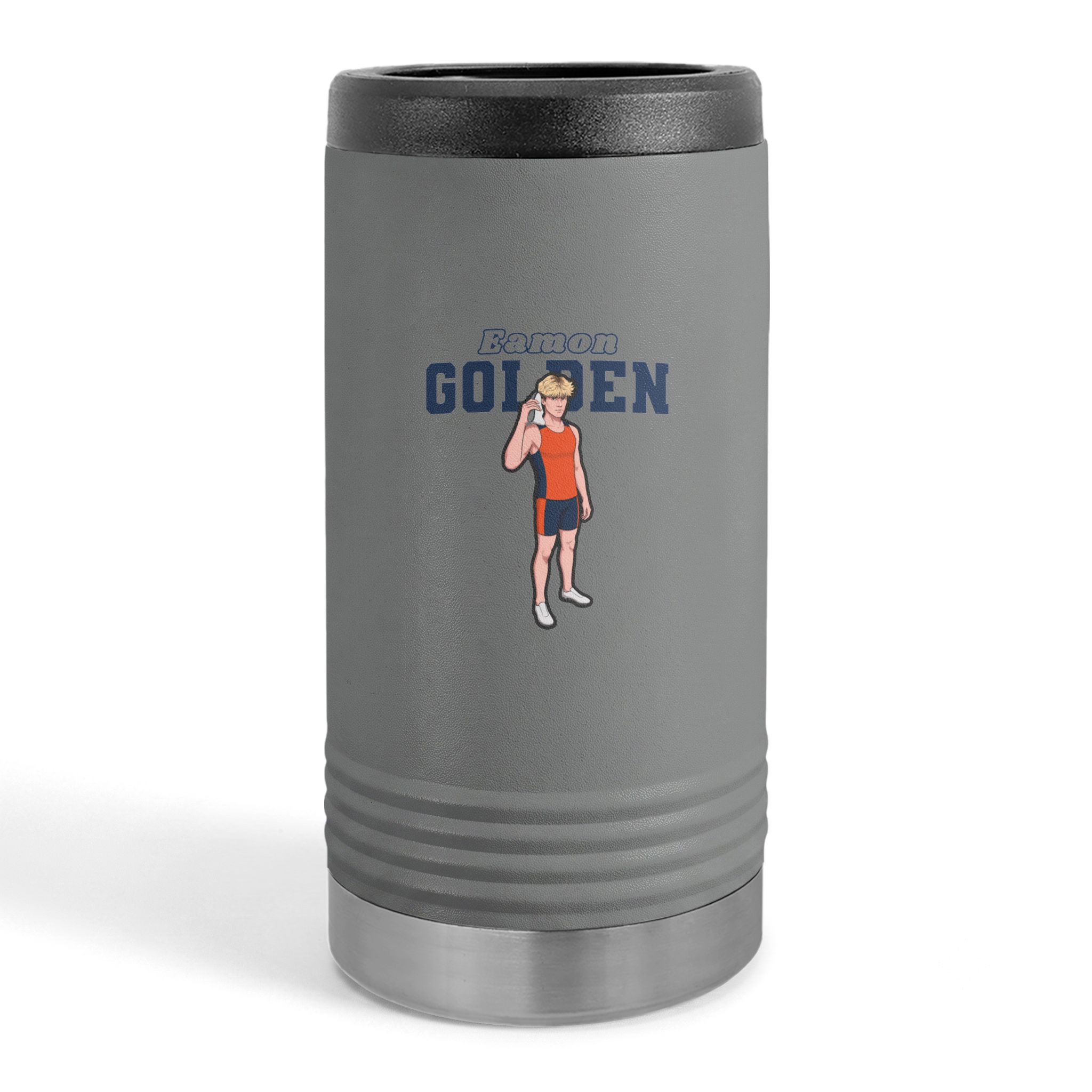 Slim Stainless Can Cooler — character_name_arch in Grey