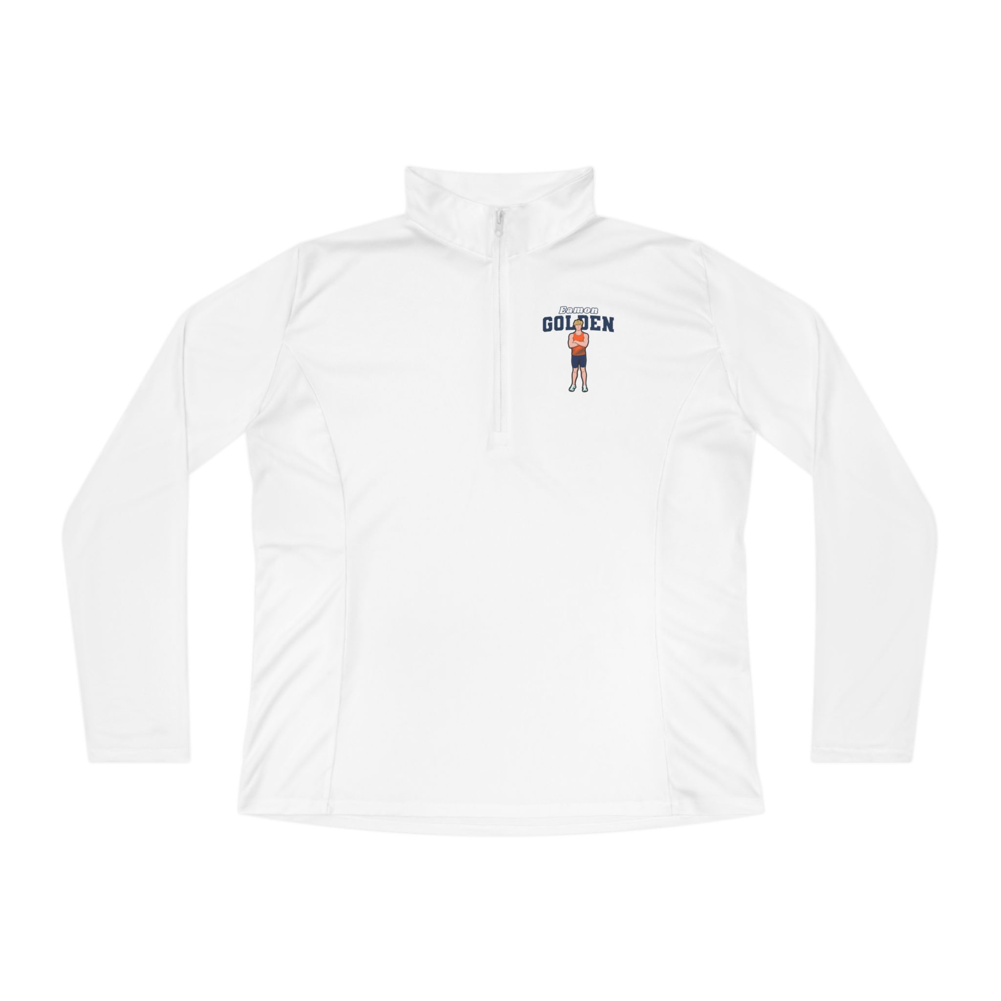 Women's Q-Zip Pullover — character_name_arch in White