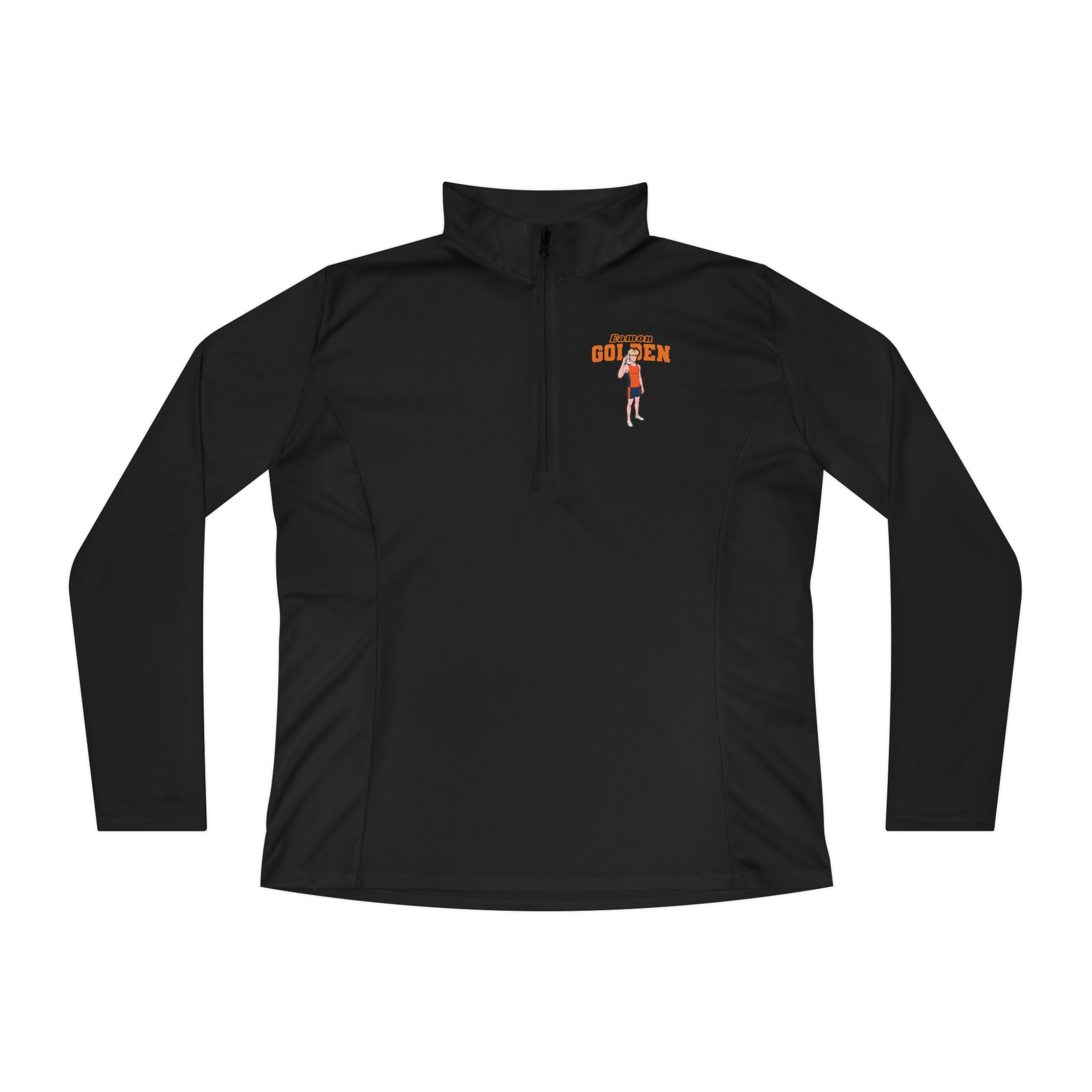 Women's Q-Zip Pullover — character_name_arch in Black
