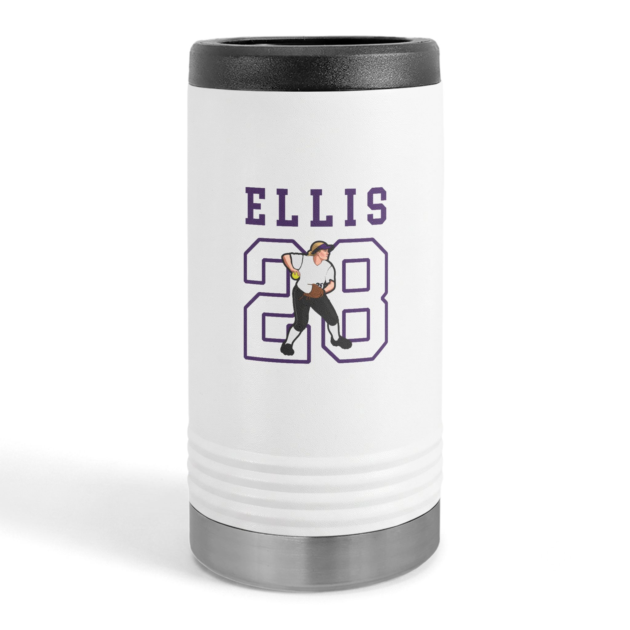 Slim Stainless Can Cooler — character_shirsey in White